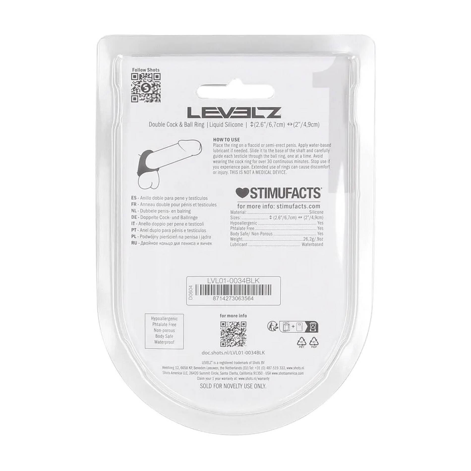 Double Liquid Silicone Cock And Ball Ring - Black