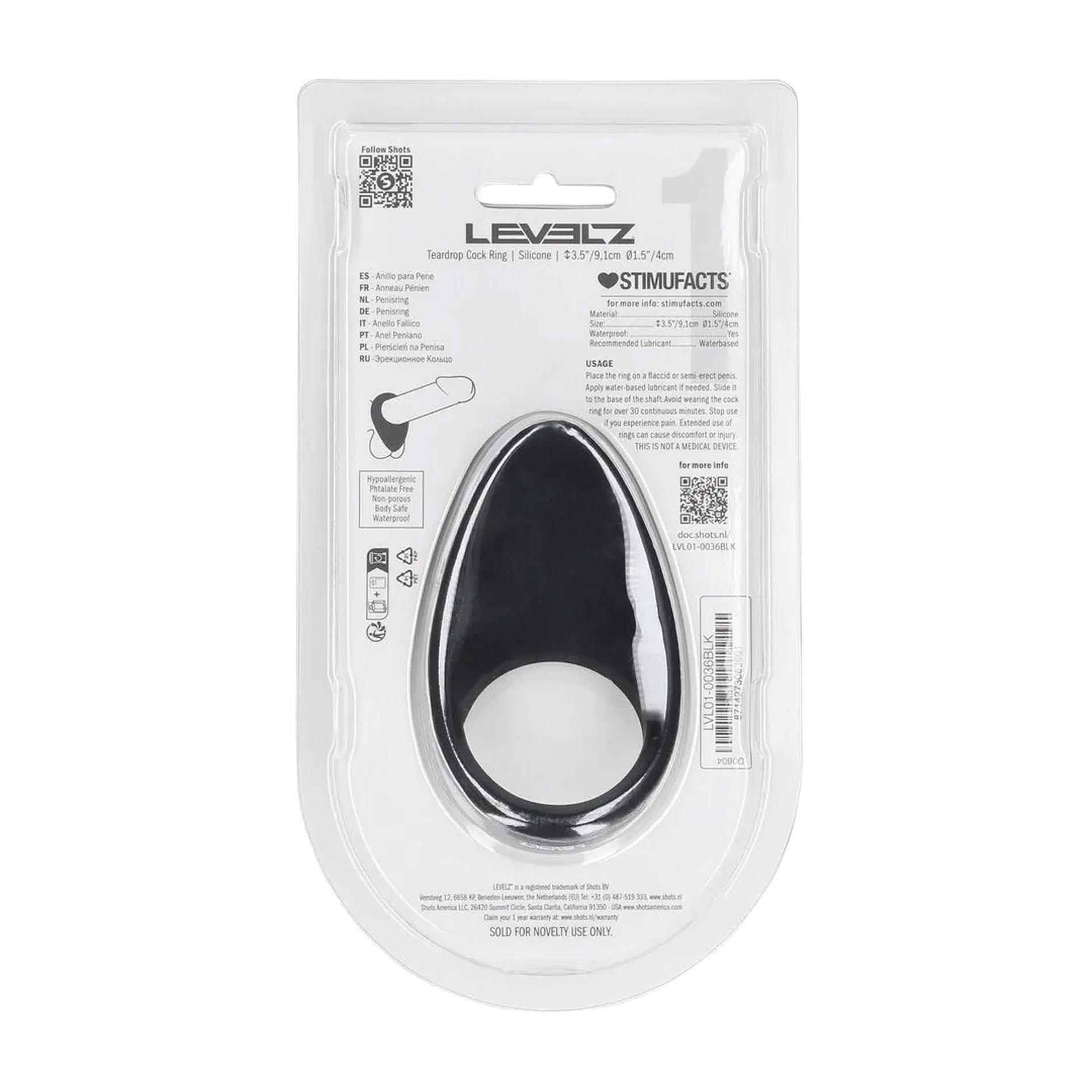 Teardrop Silicone Cockring - Black