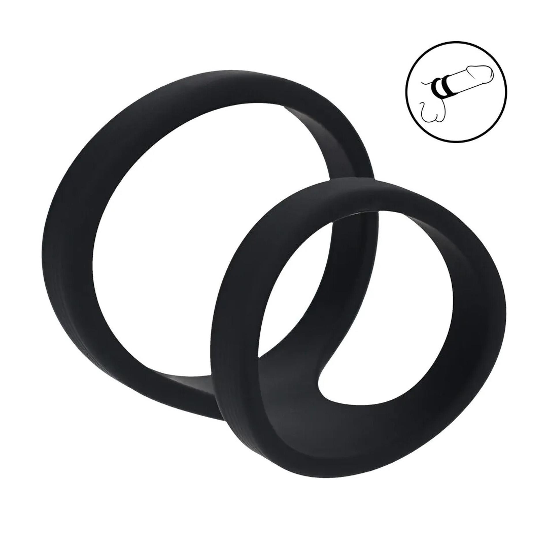 2 Loop Silicone Cockring - Black