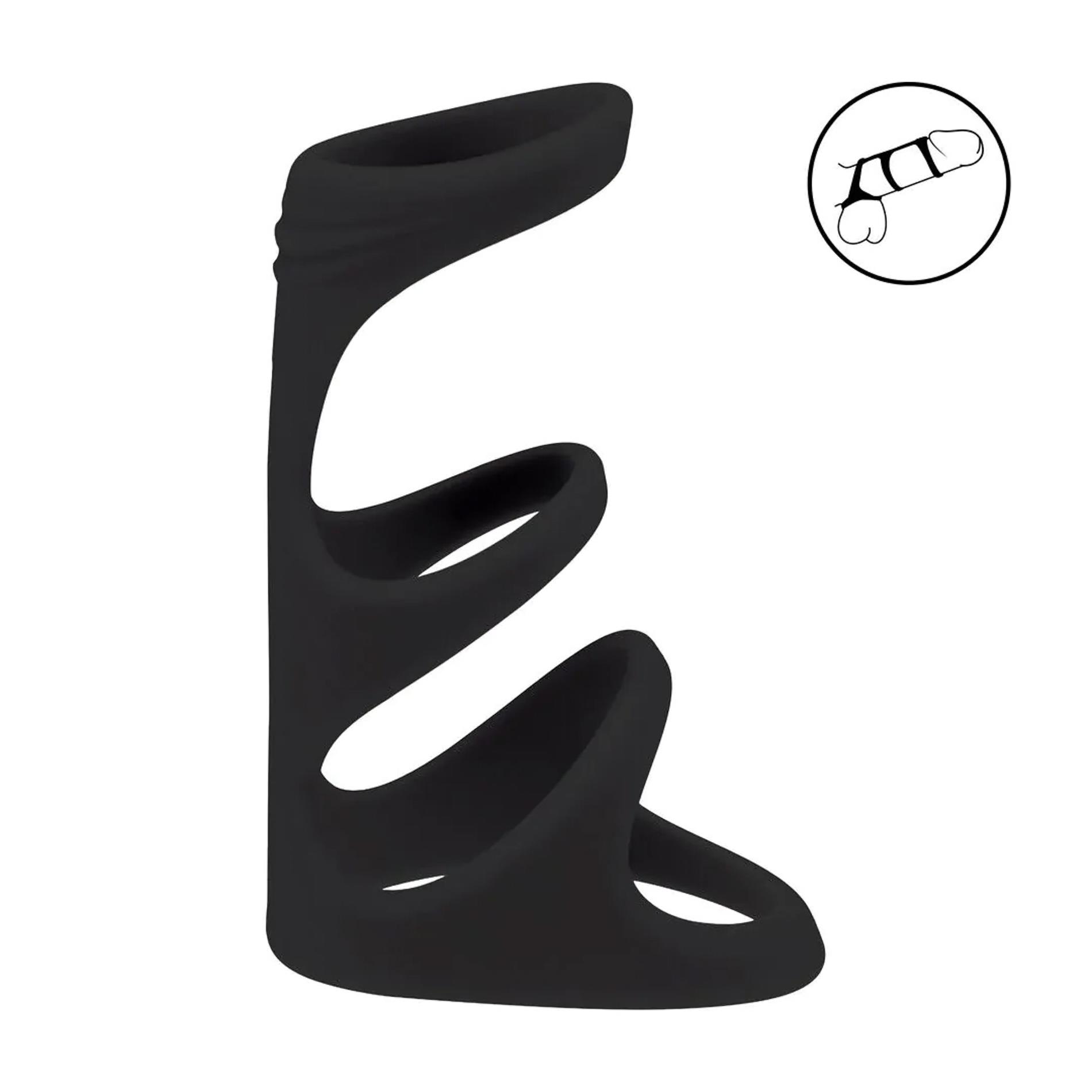 3 Loop Silicone Cockring - Black