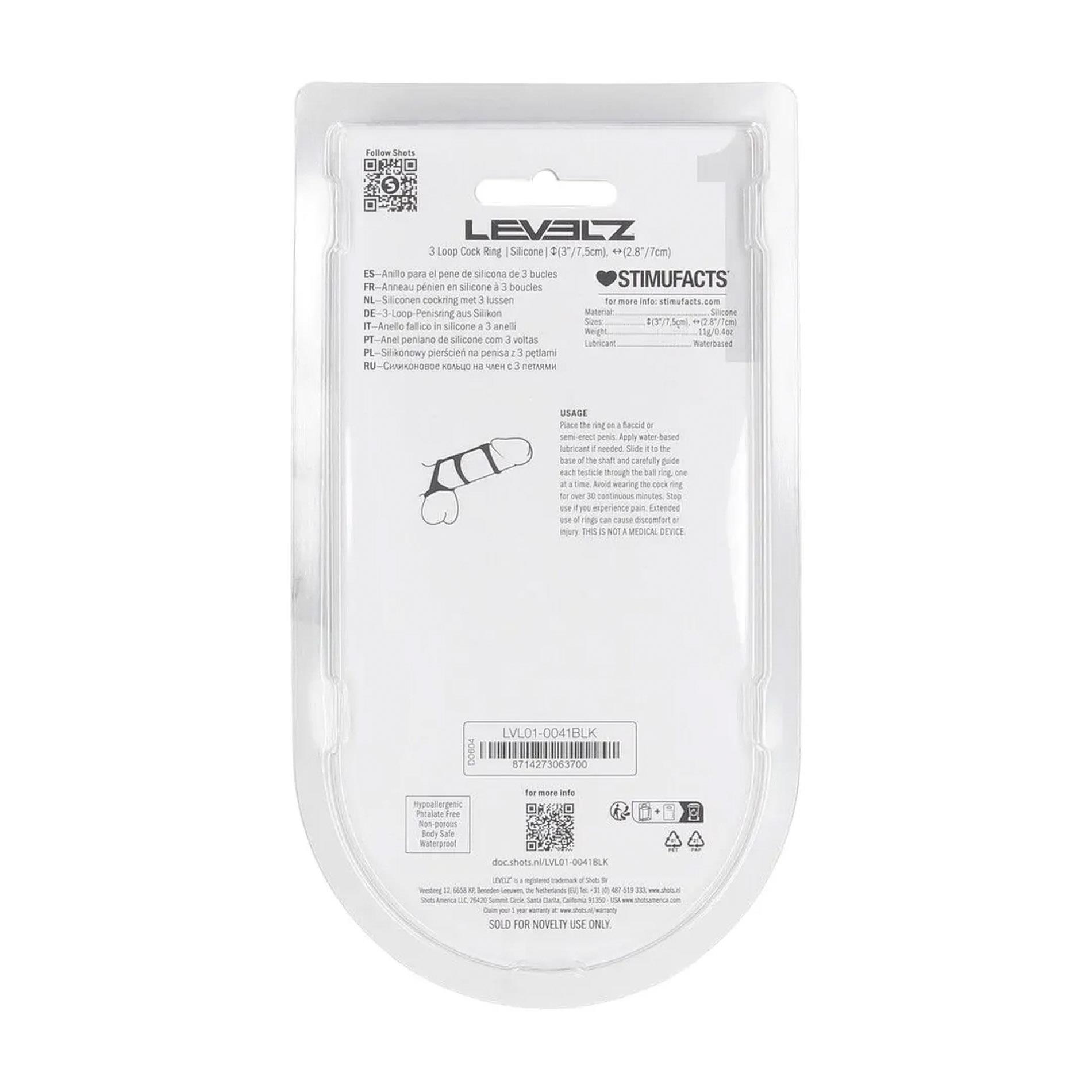 3 Loop Silicone Cockring - Black