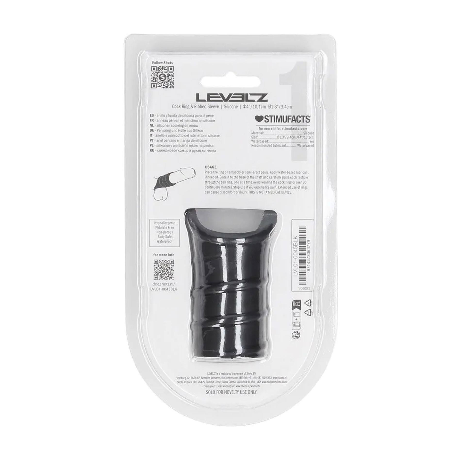 Silicone Cockring And Ribbed Sleeve - Black