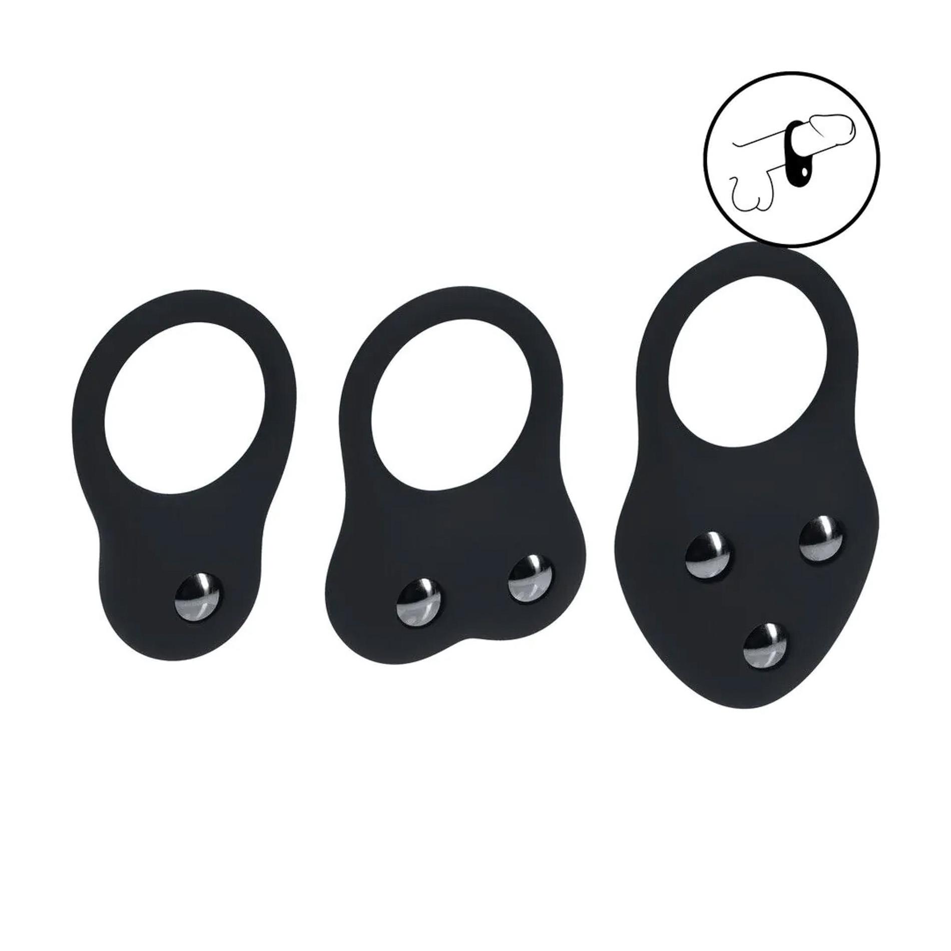 Silicone Training Cockring Set Of 3 - S/M/L - Black