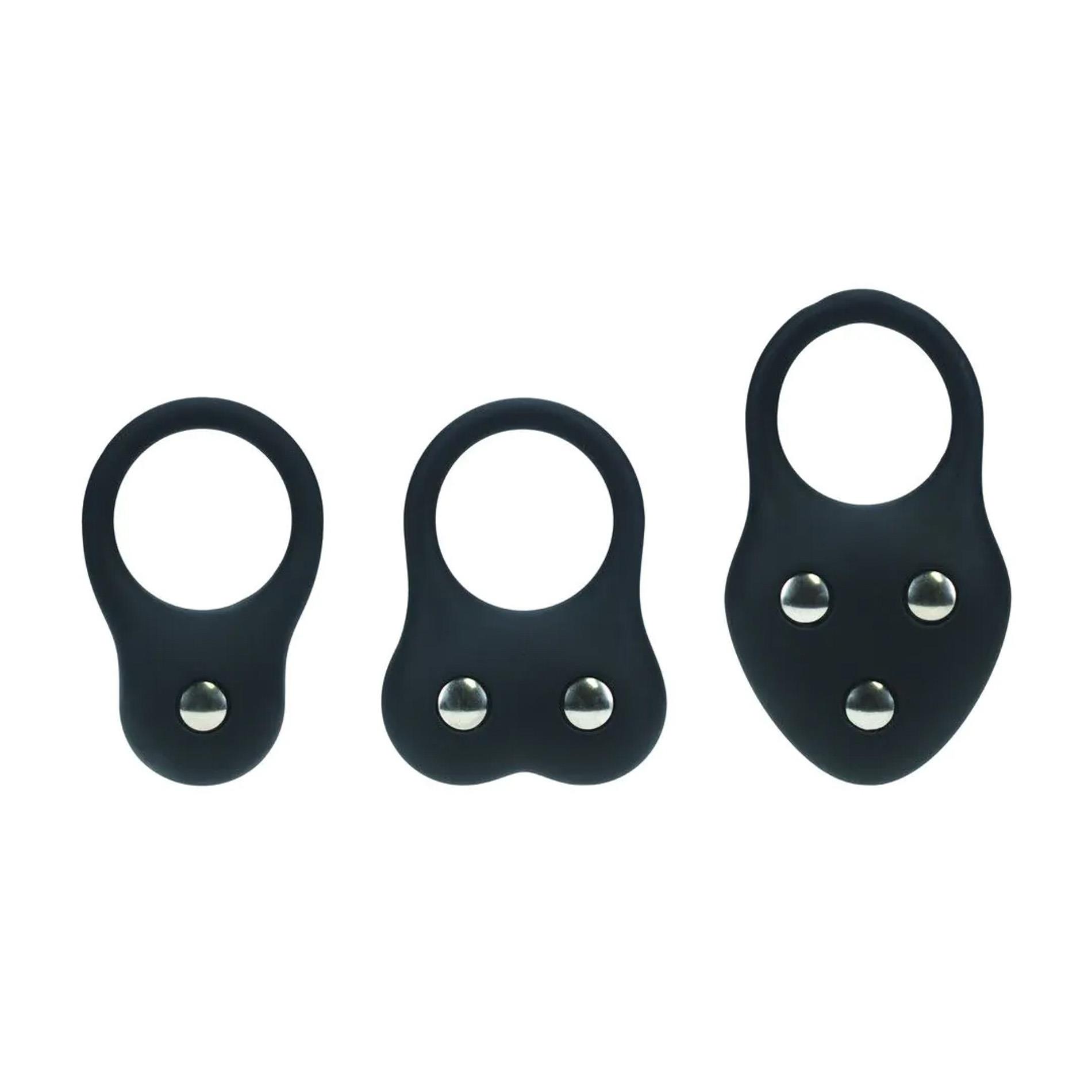 Silicone Training Cockring Set Of 3 - S/M/L - Black
