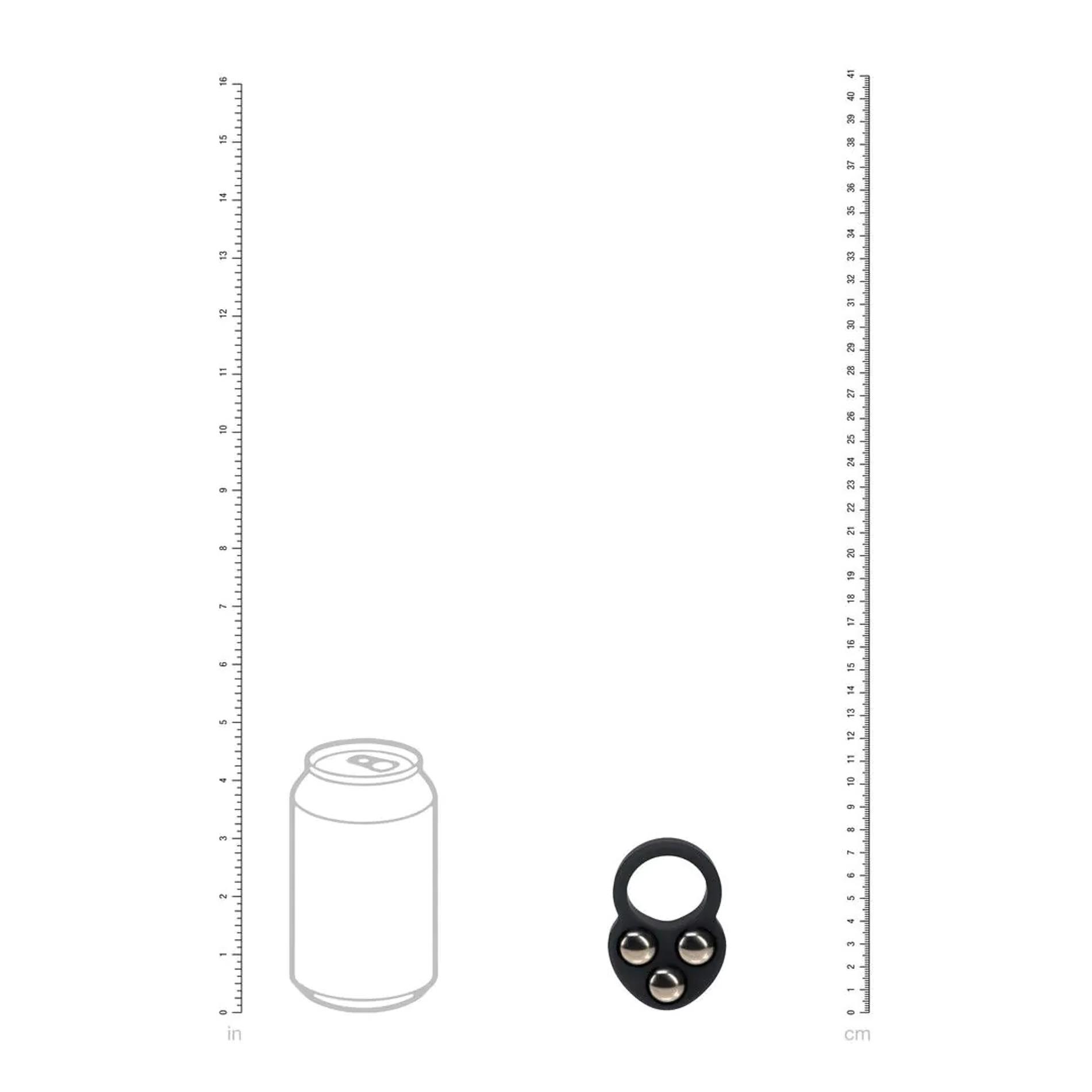 Liquid Silicone Triple Weighted Ball Cockring - Black