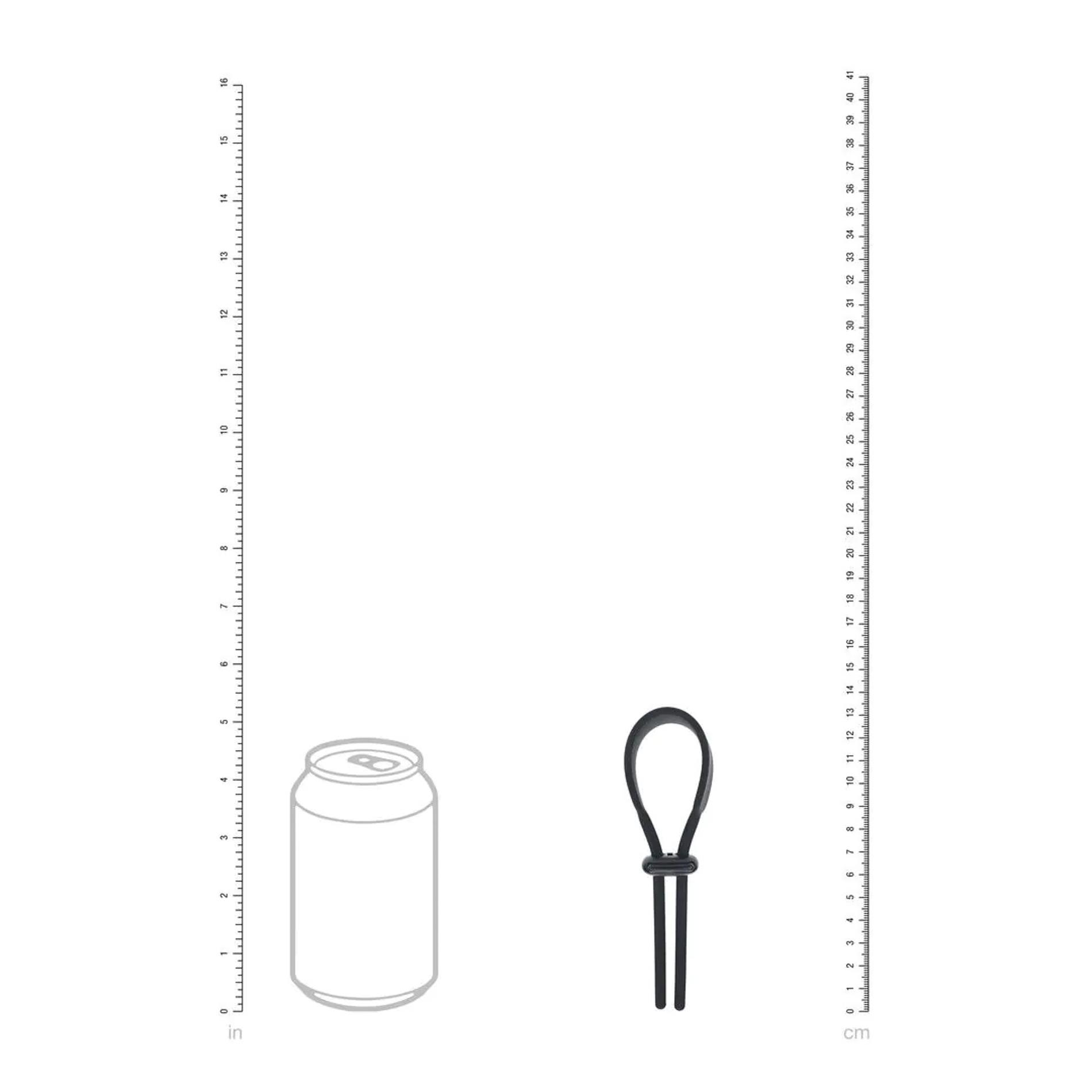Wide Adjustable Silicone Lasso Cockring - 5Mm - Black