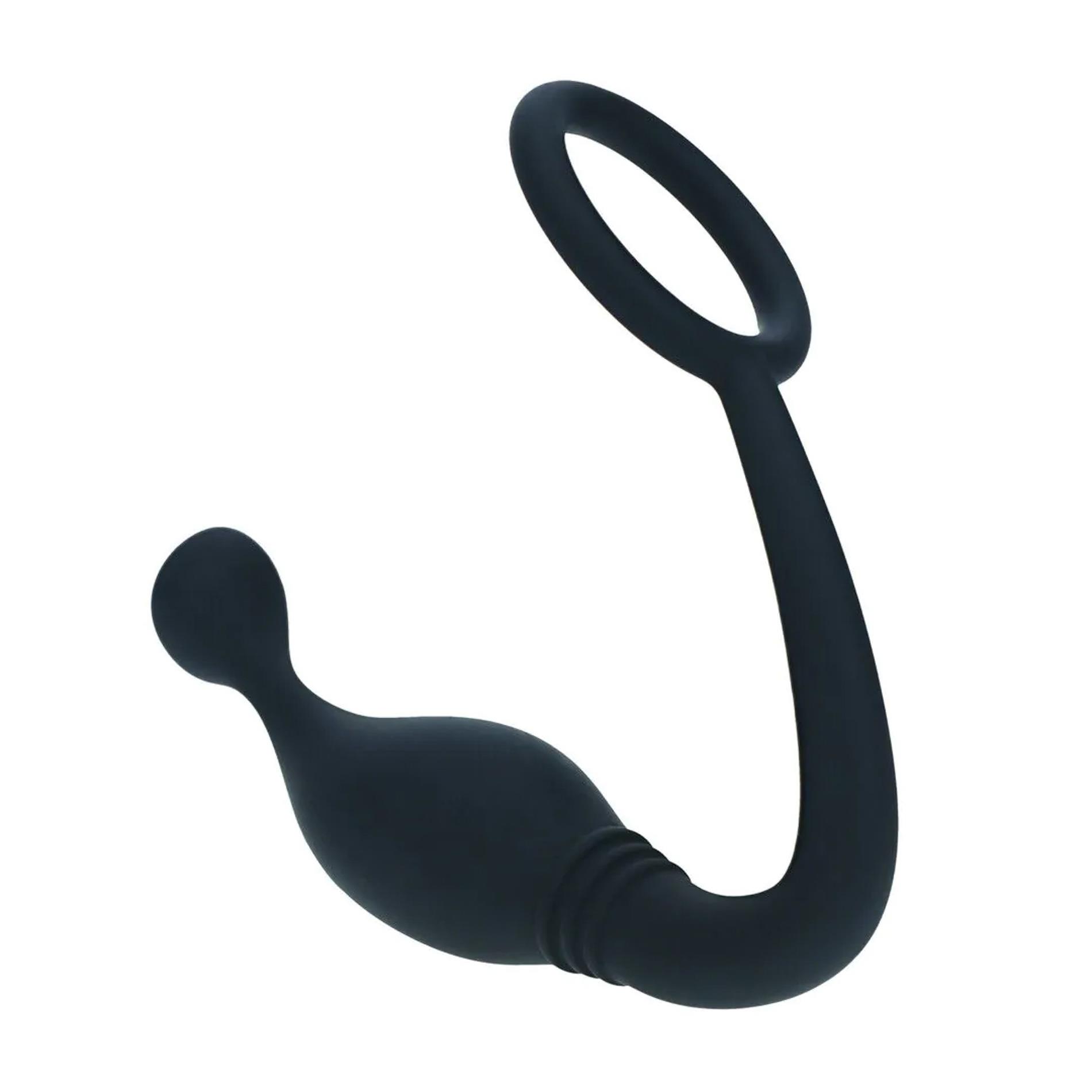 Silicone Cockring With Prostate Stimulator - S - Black