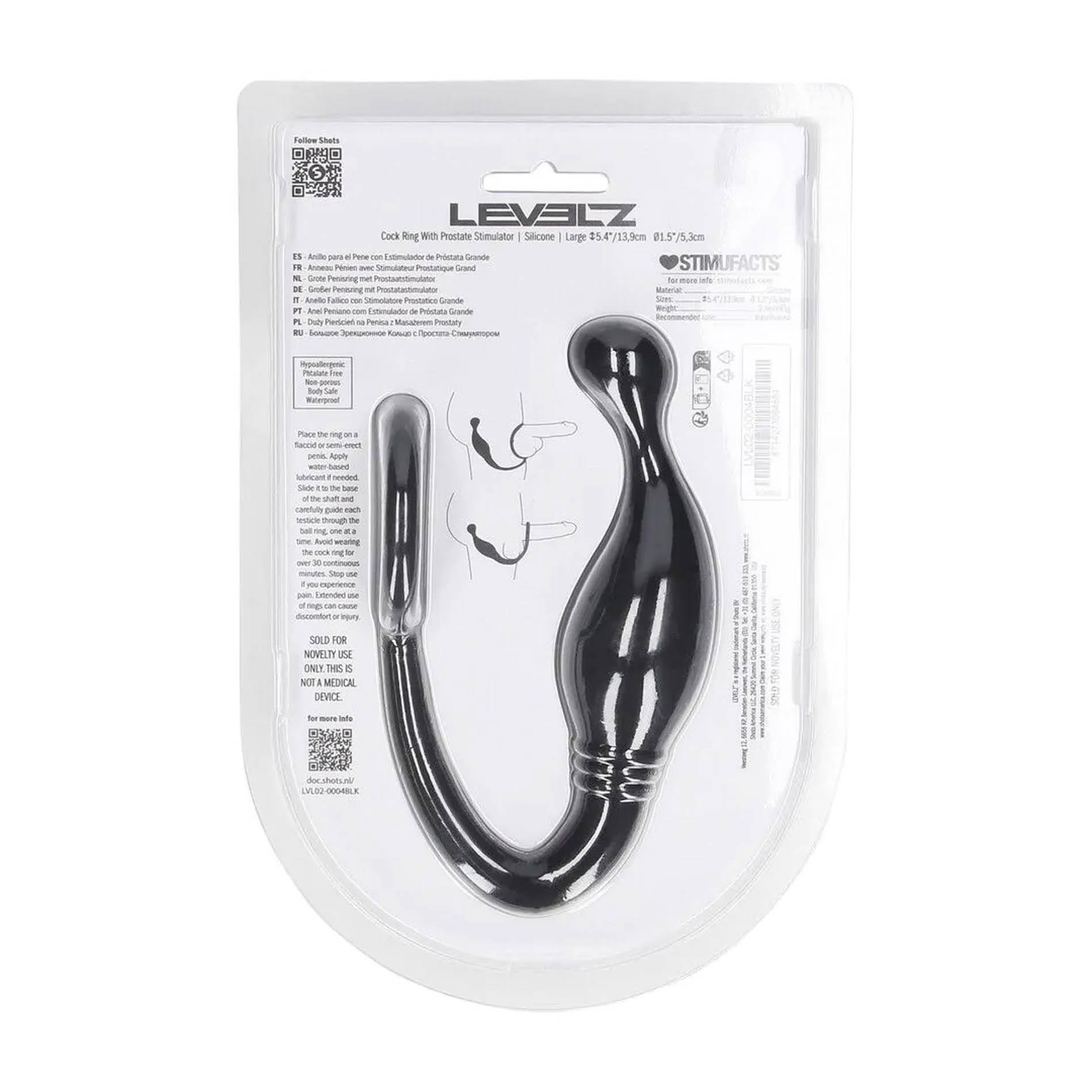 Silicone Cockring With Prostate Stimulator - L - Black