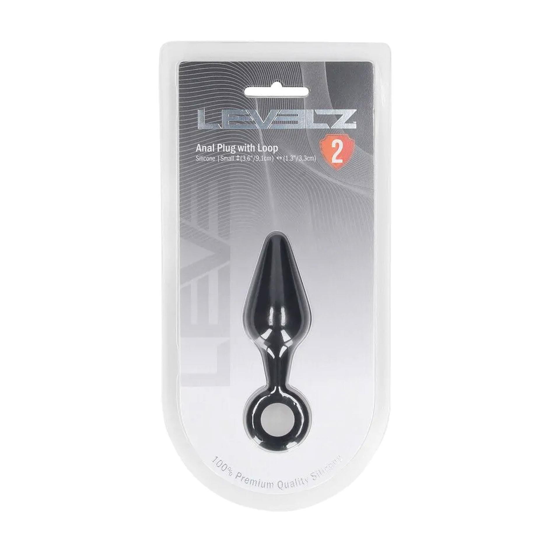 Silicone Anal Plug With Loop - S - Black
