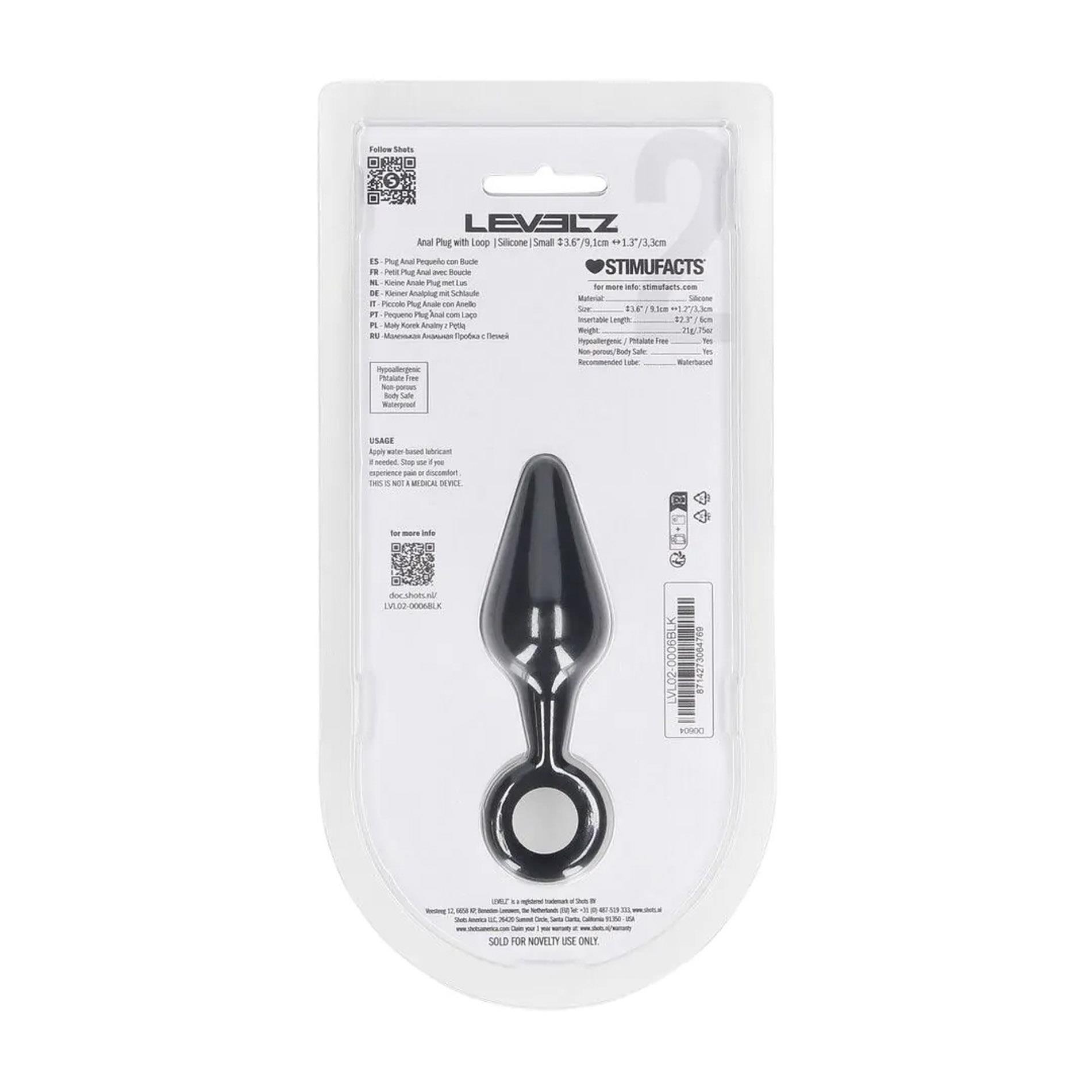 Silicone Anal Plug With Loop - S - Black