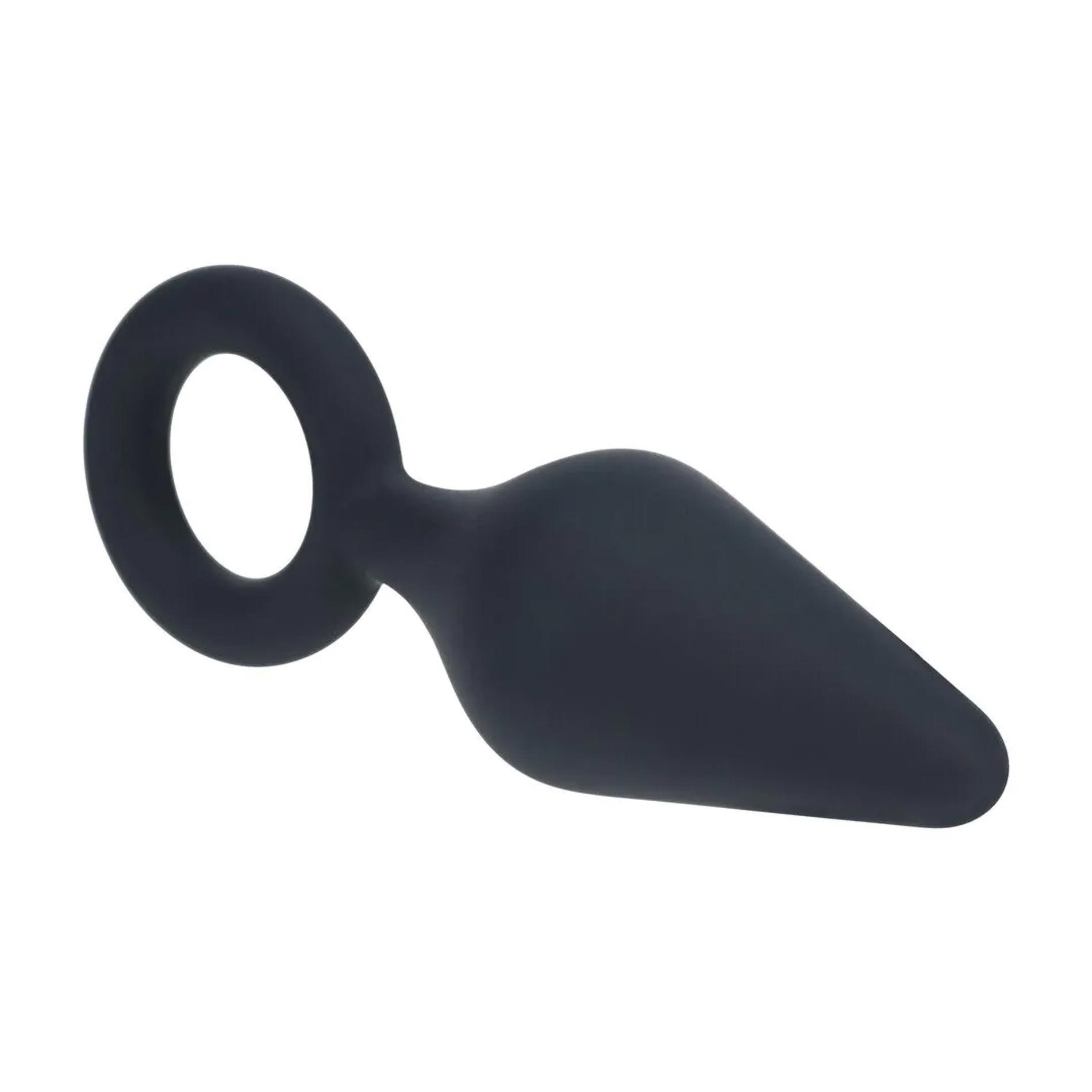Silicone Anal Plug With Loop - S - Black