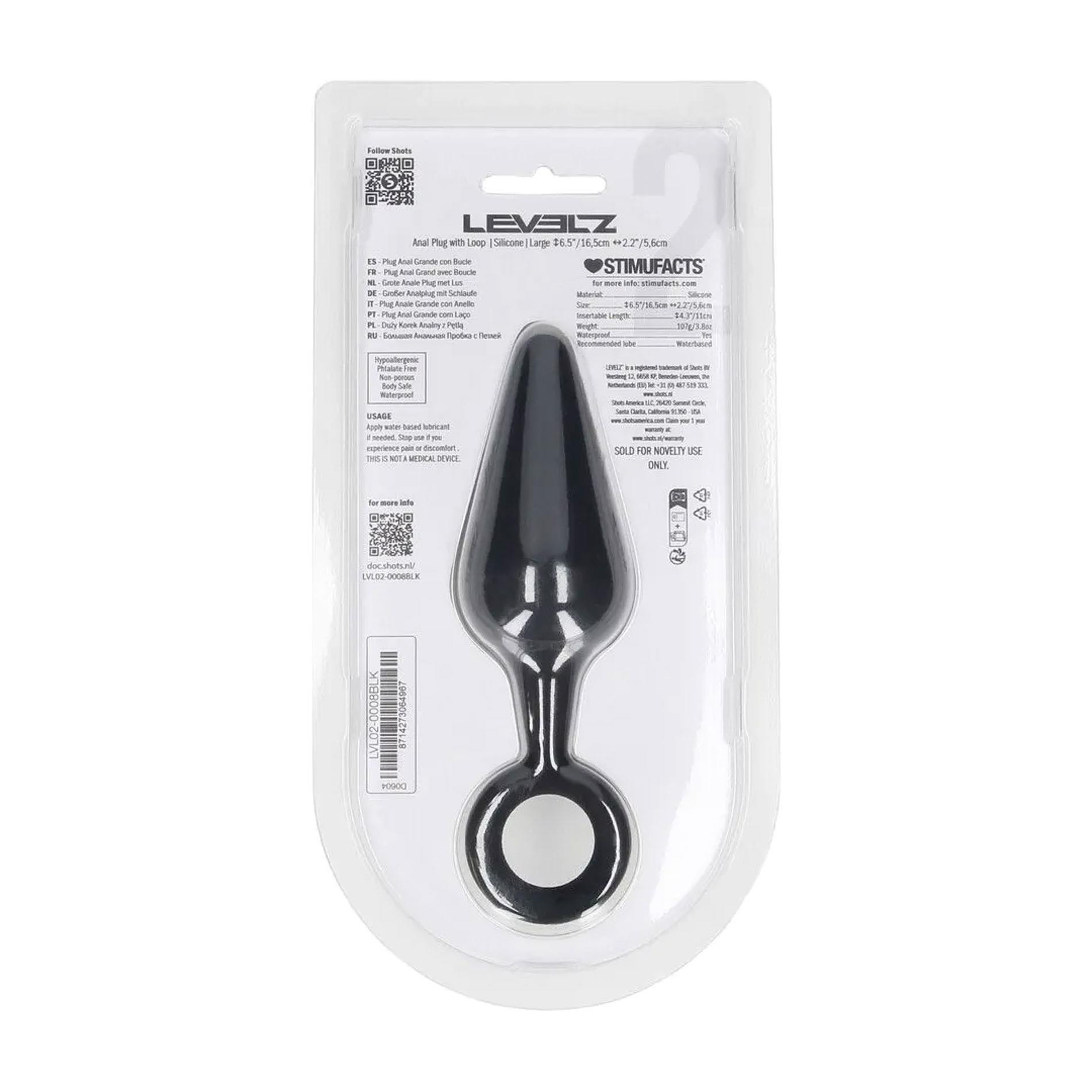 Silicone Anal Plug With Loop - L - Black