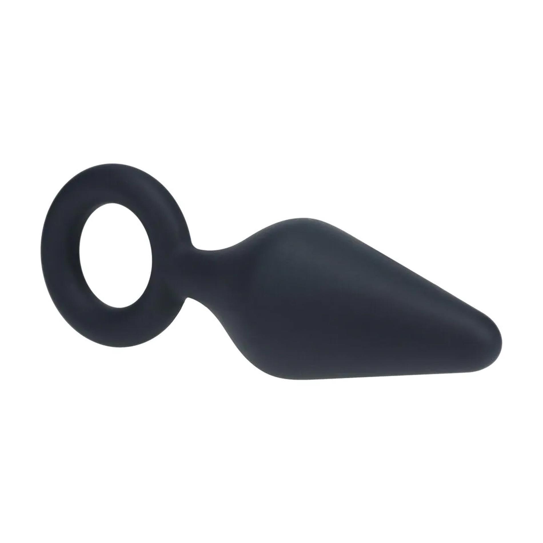 Silicone Anal Plug With Loop - L - Black
