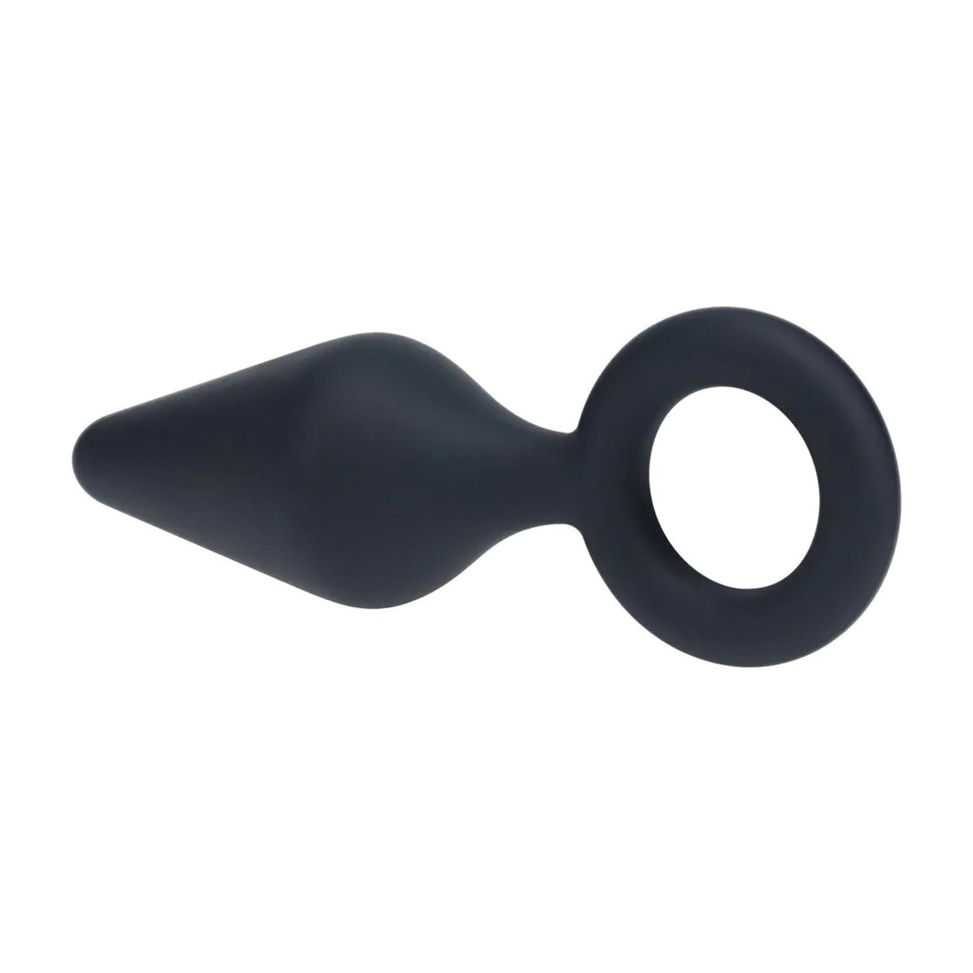 Silicone Anal Plug With Loop - L - Black