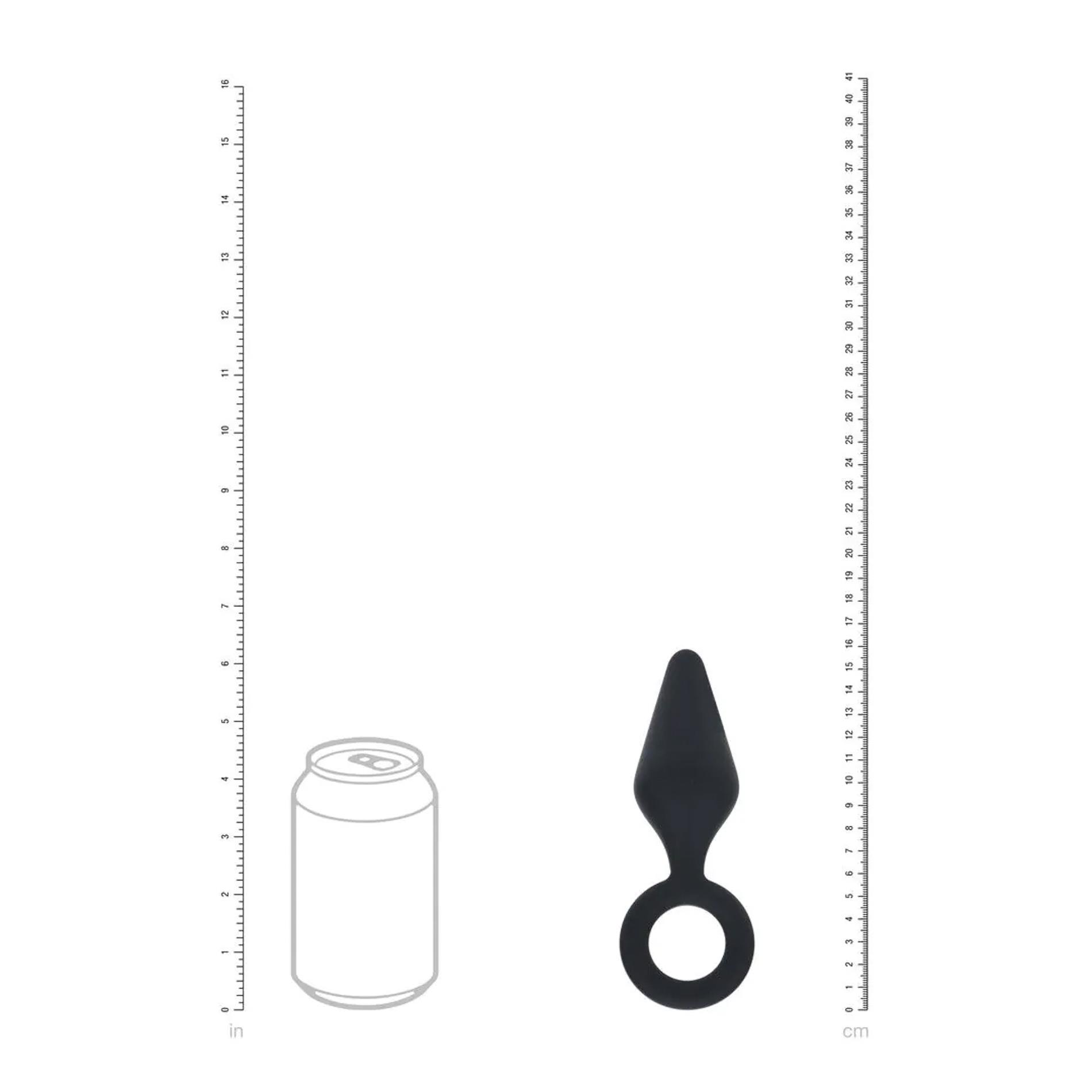 Silicone Anal Plug With Loop - L - Black