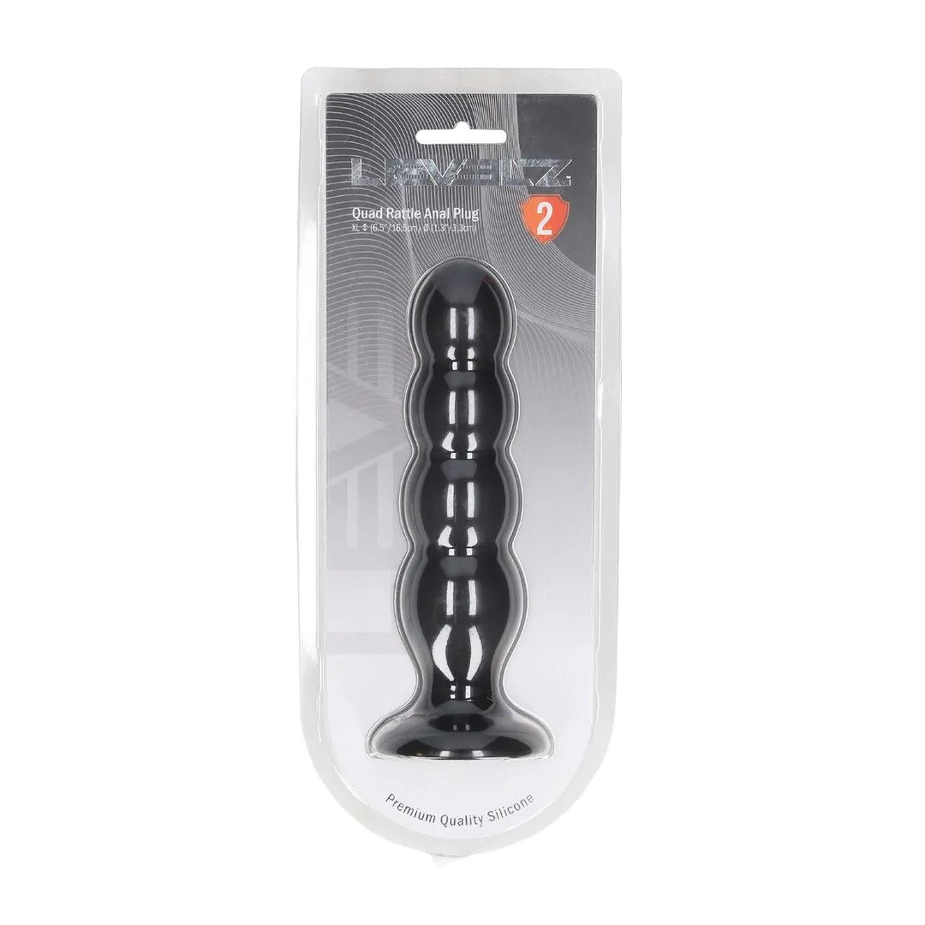 Quad Rattle Liquid Silicone Anal Plug - Xl - Black