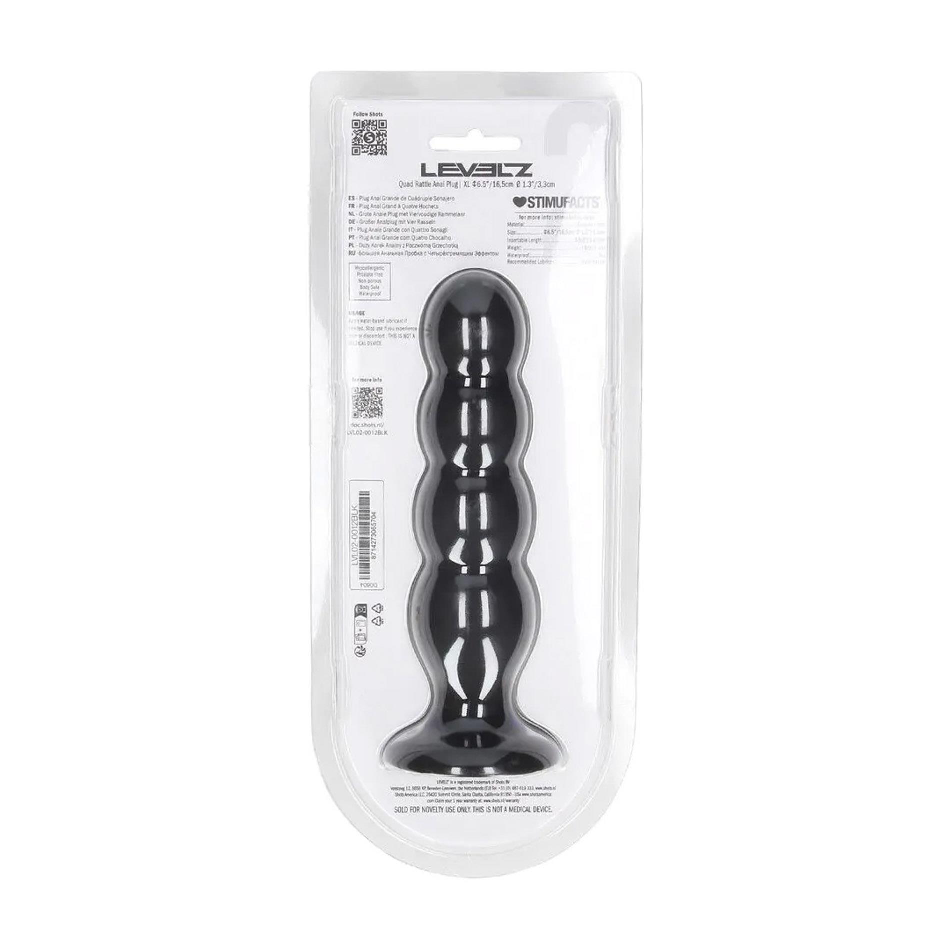 Quad Rattle Liquid Silicone Anal Plug - Xl - Black