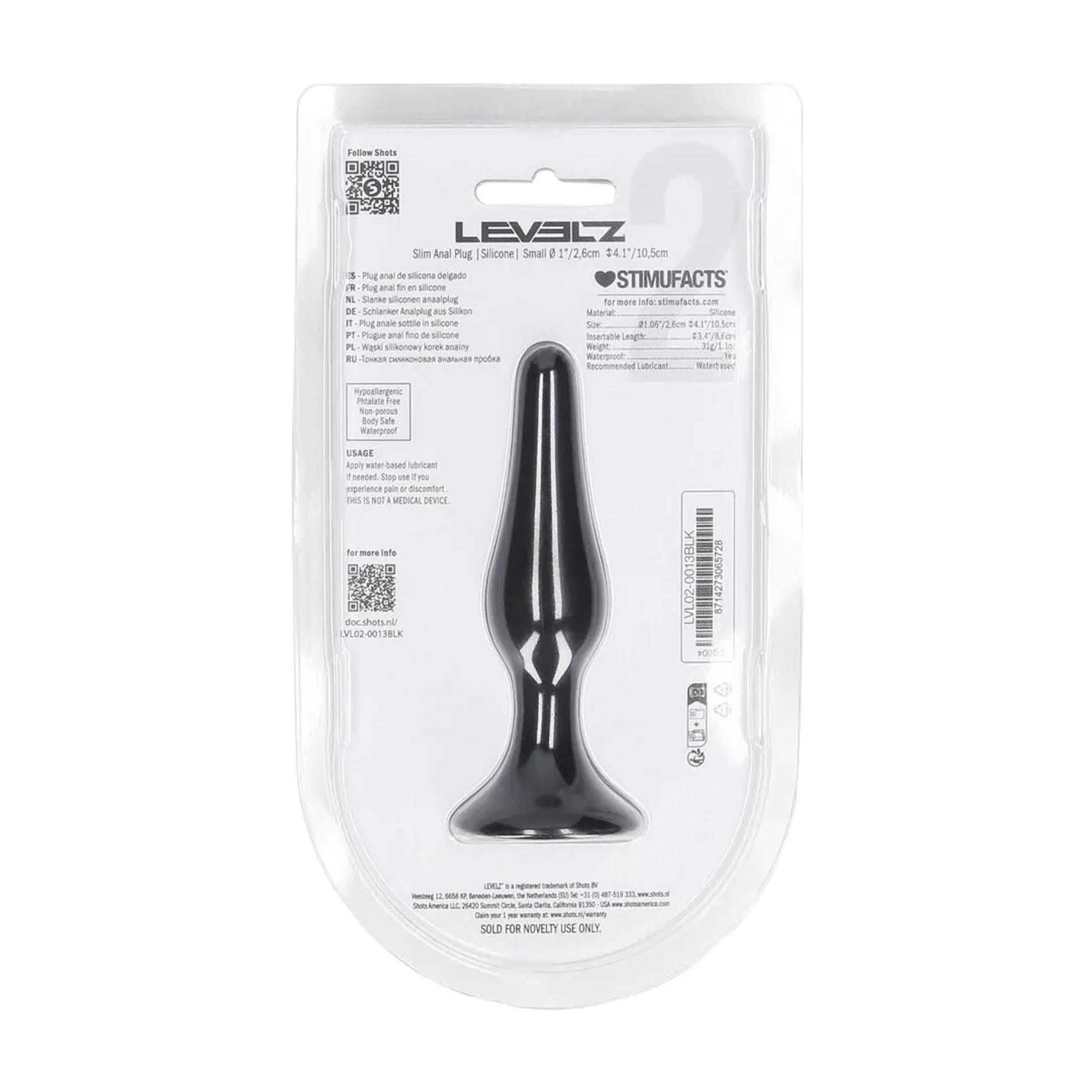 Slim Silicone Anal Plug - S - Black