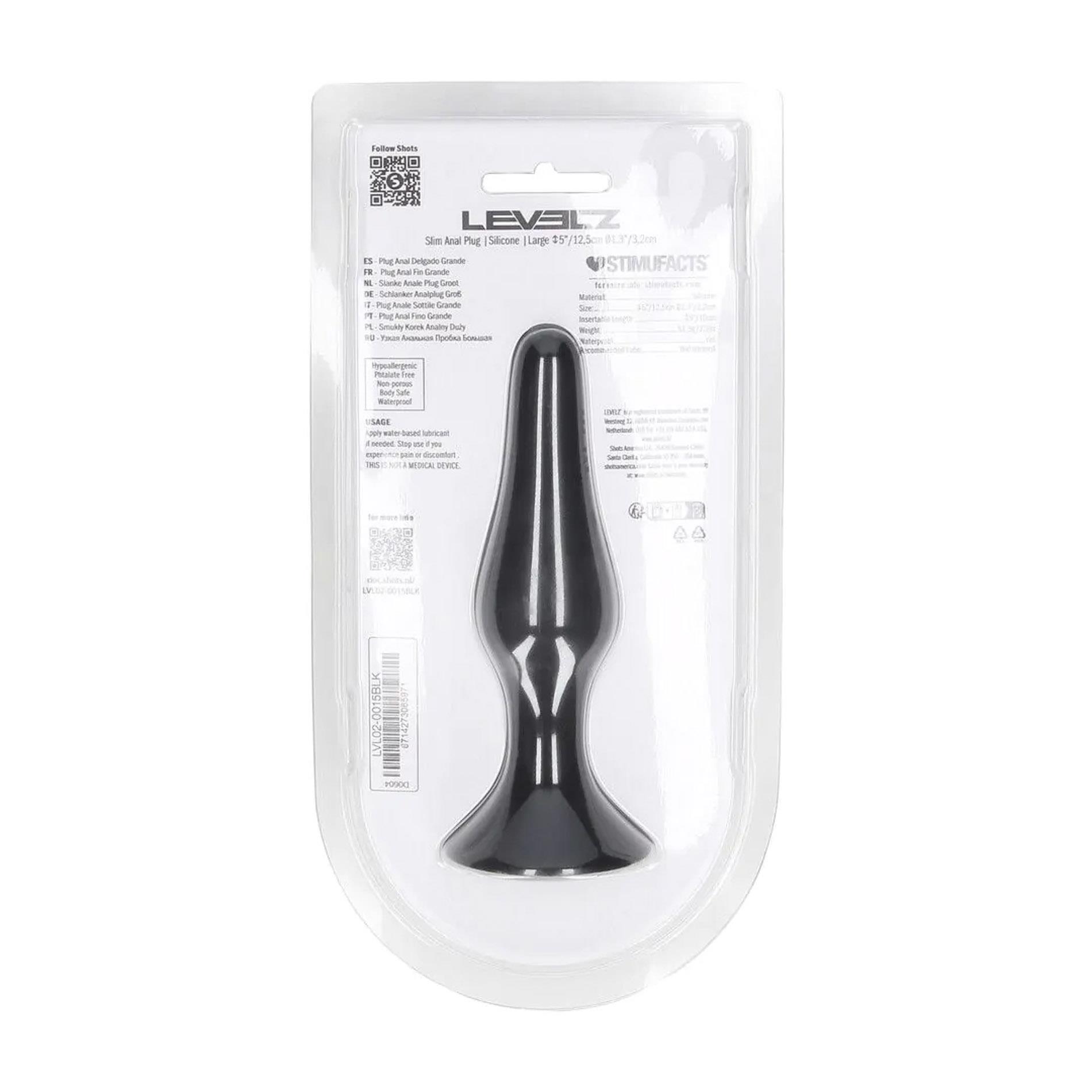 Slim Silicone Anal Plug - L - Black