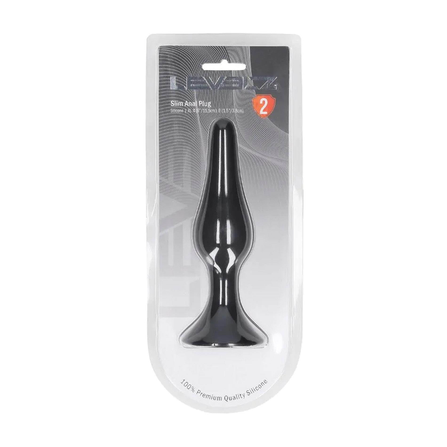 Slim Silicone Anal Plug - Xl - Black
