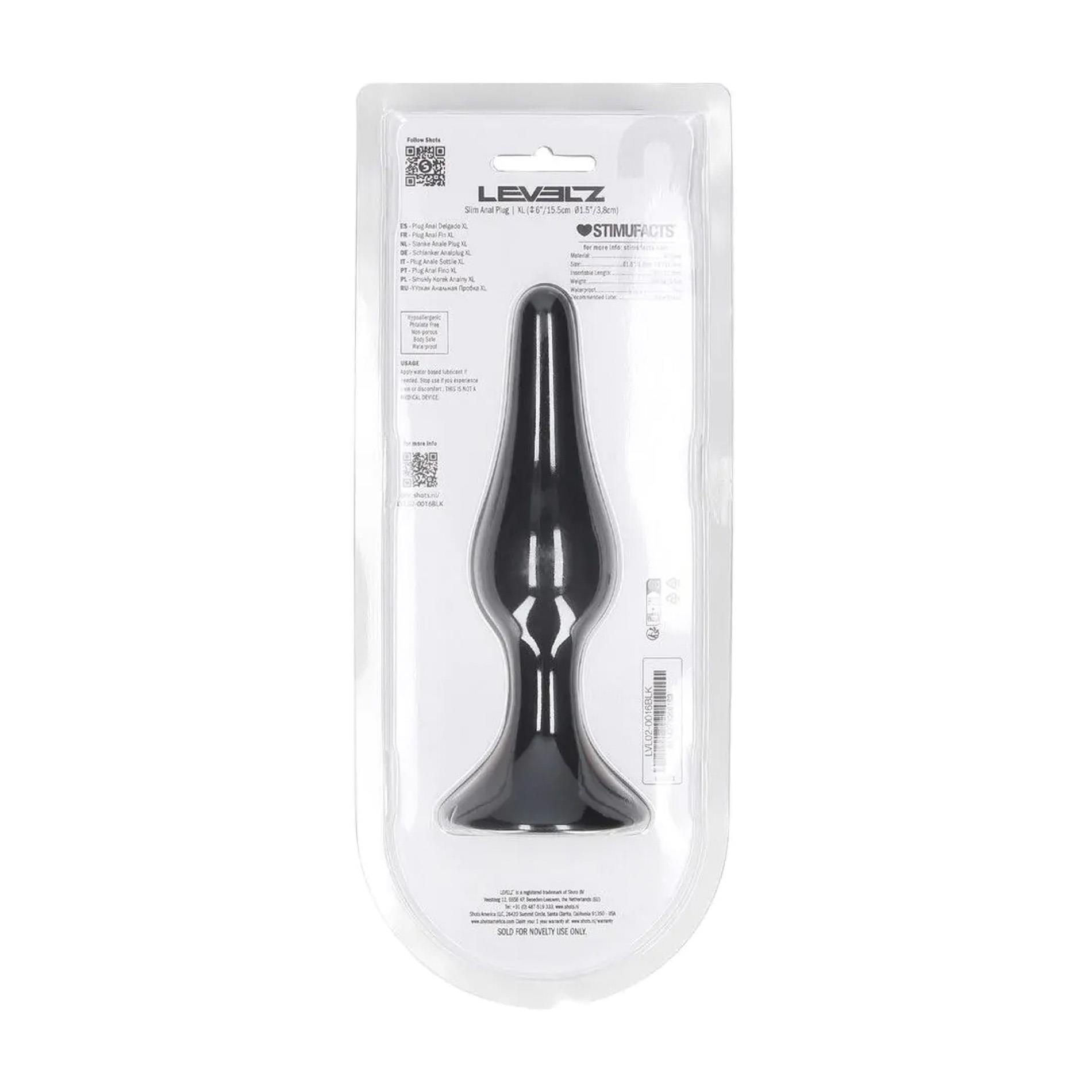 Slim Silicone Anal Plug - Xl - Black