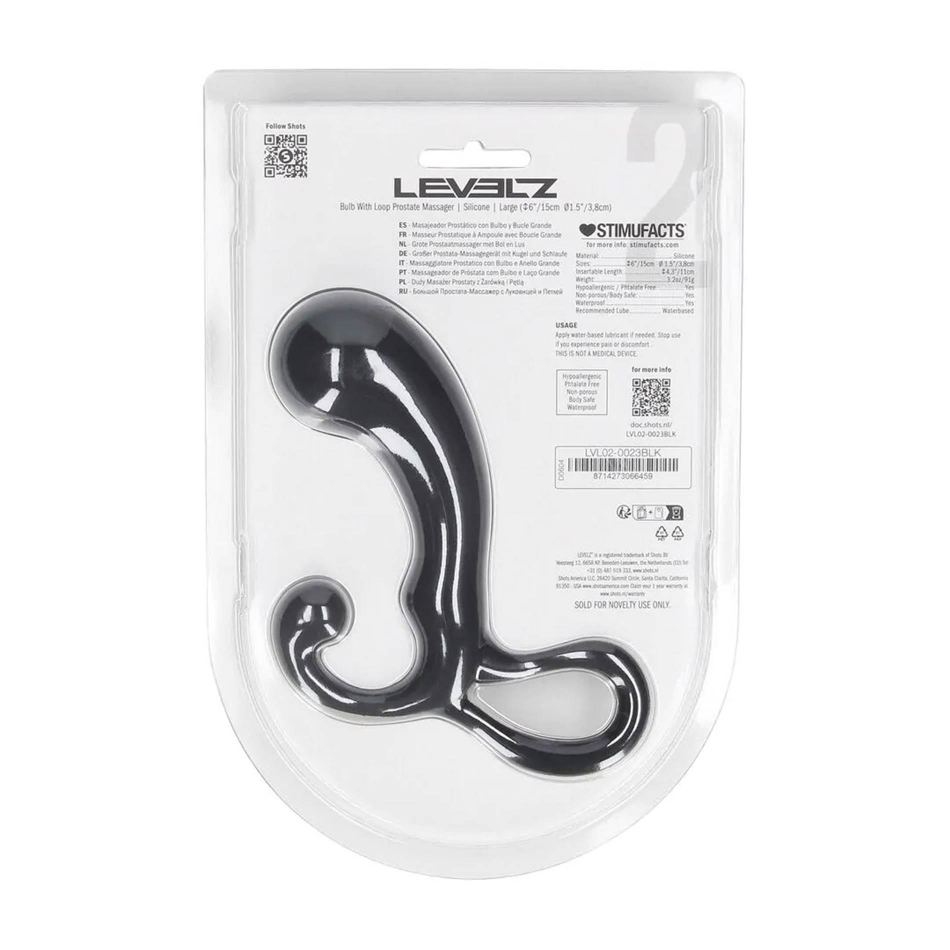 Bulb With Loop Silicone Prostate Massager - L - Black