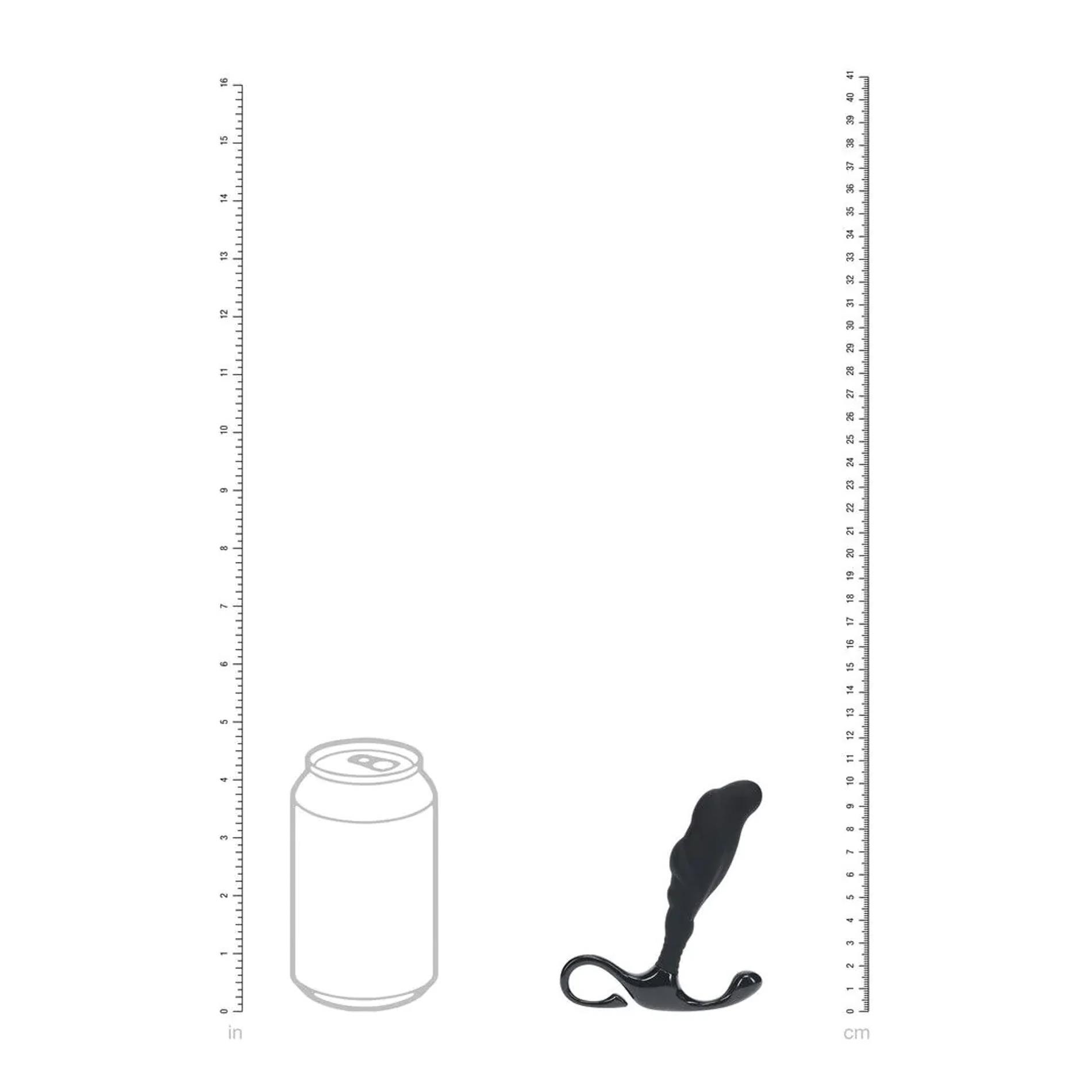 Rippled With Hard Loop Silicone Prostate Massager - S - Black