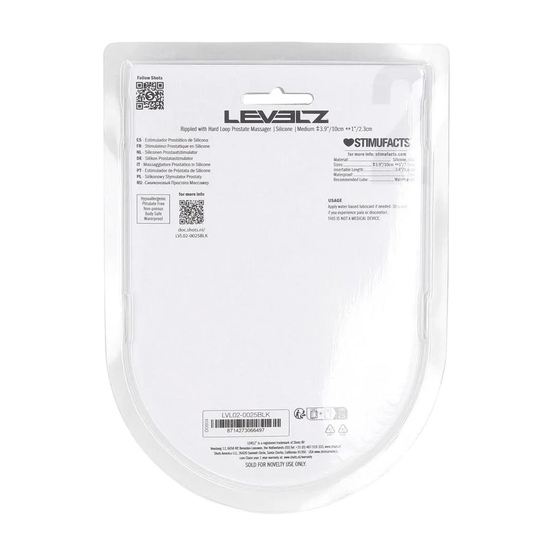 Rippled With Hard Loop Silicone Prostate Massager - M - Black