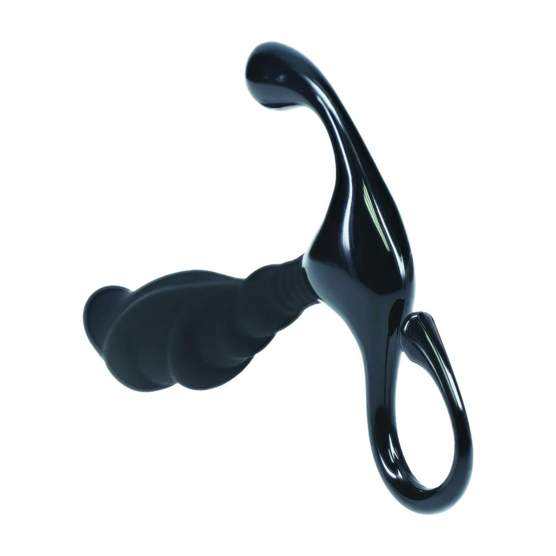 Rippled With Hard Loop Silicone Prostate Massager - M - Black