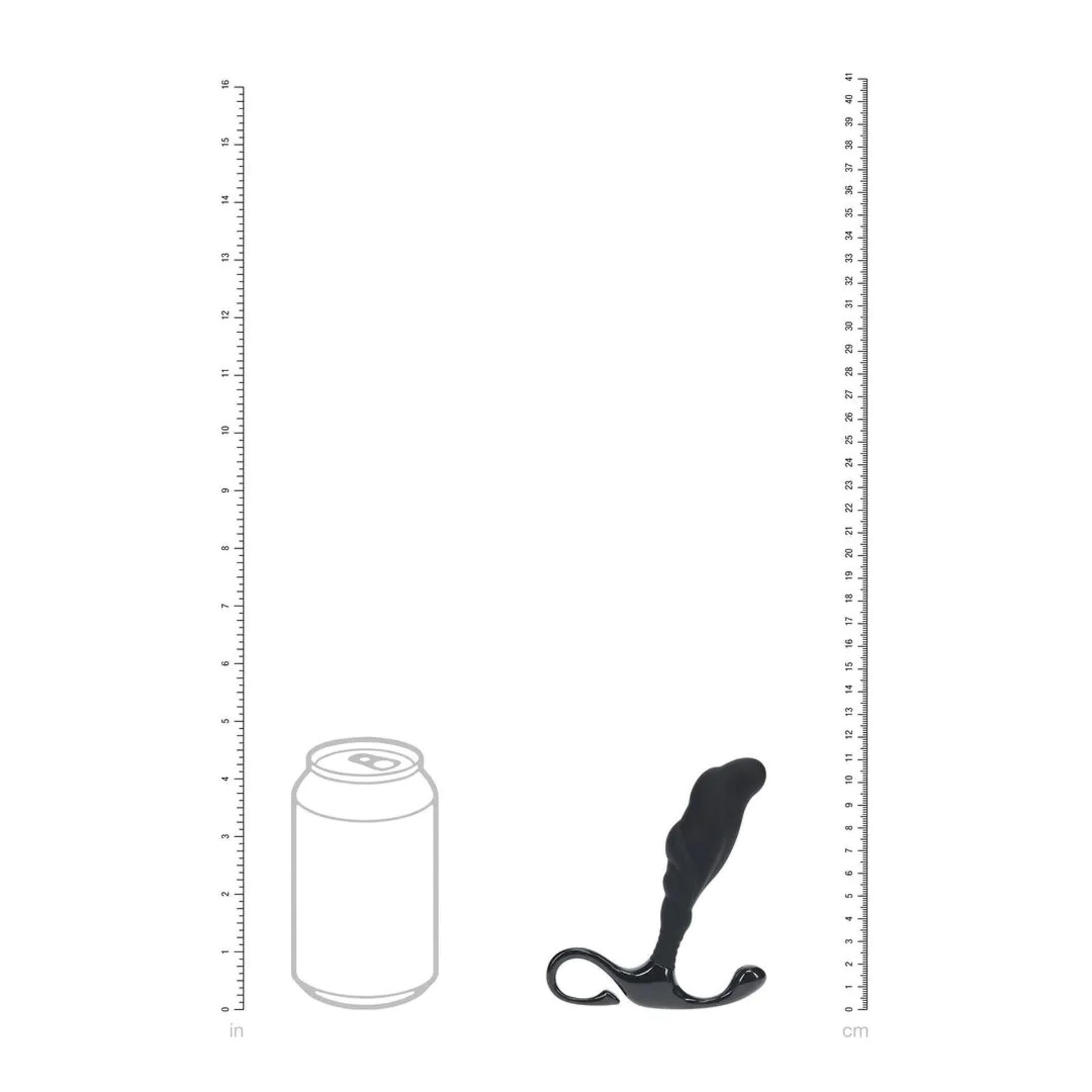 Rippled With Hard Loop Silicone Prostate Massager - M - Black