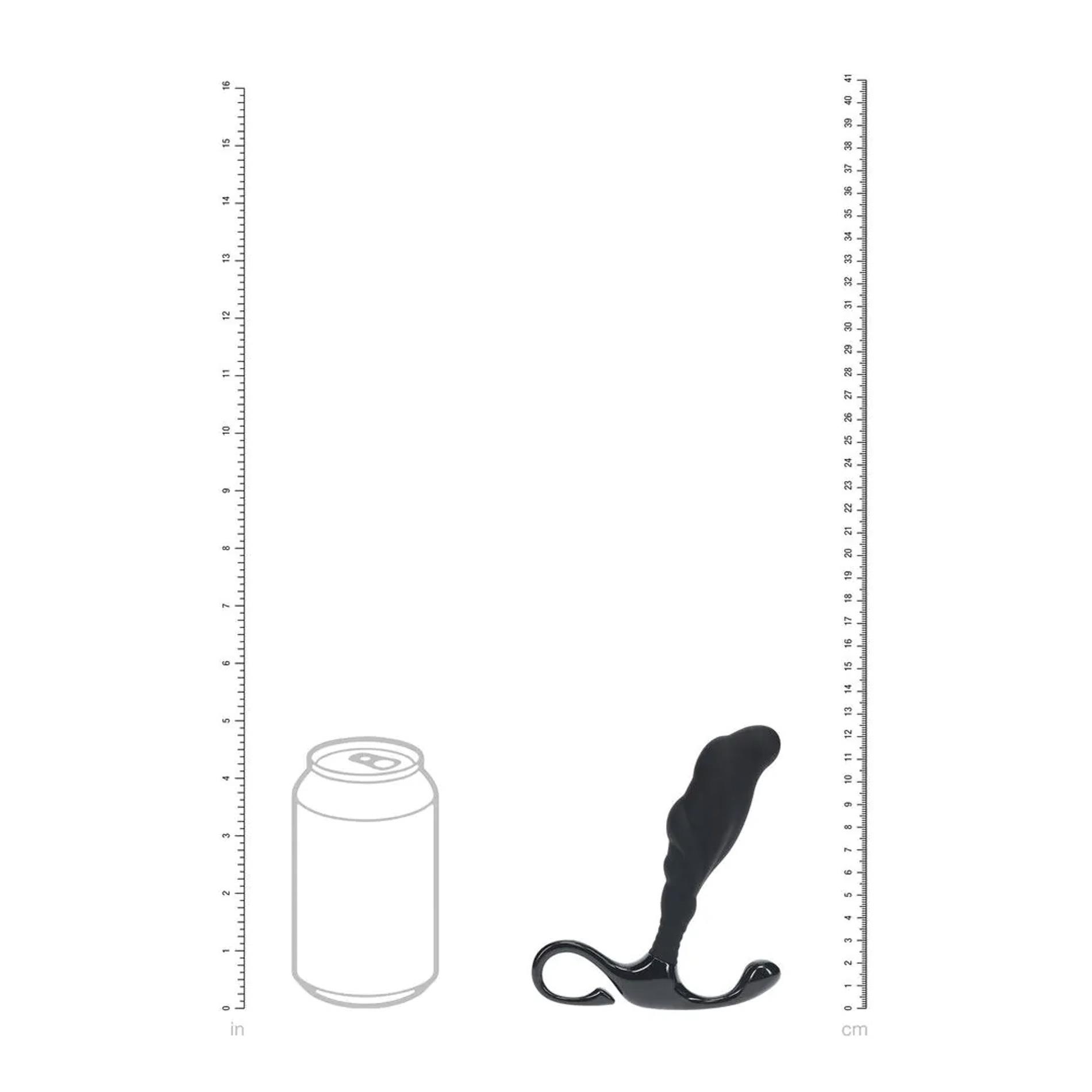 Rippled With Hard Loop Silicone Prostate Massager - L - Black