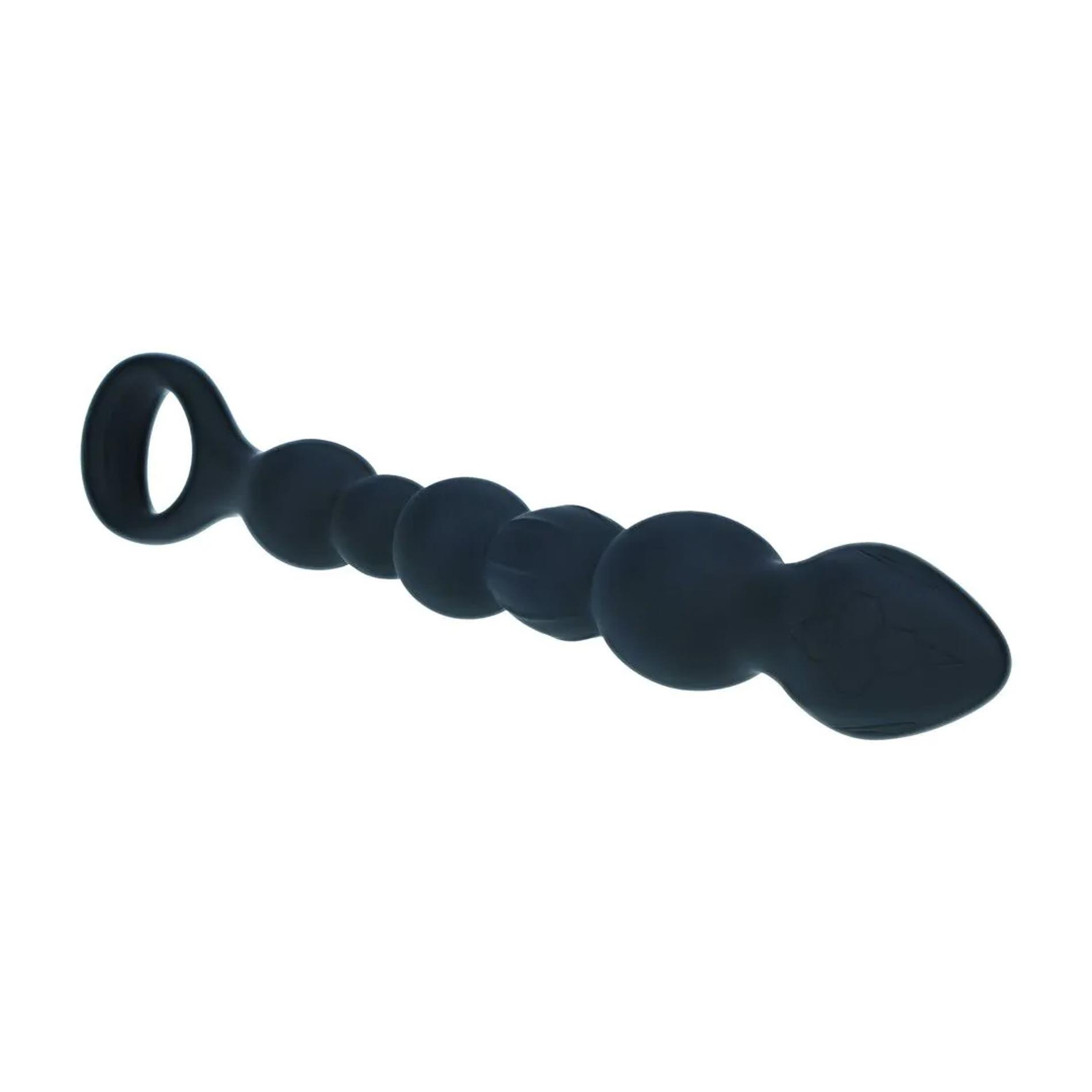 Beaded Snake Silicone Anal Probe With Loop - Black
