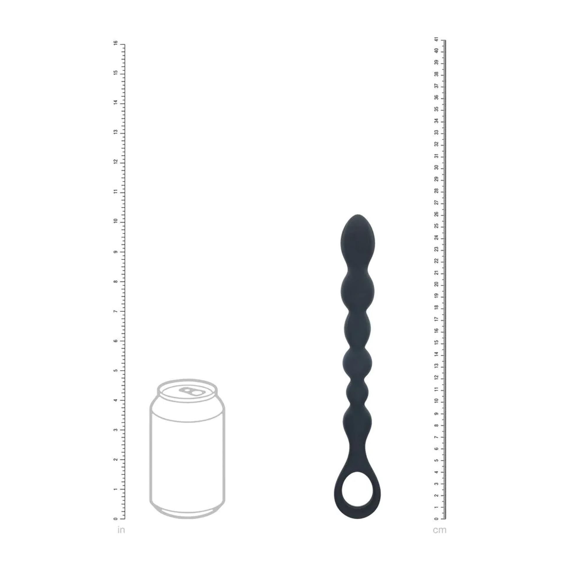 Beaded Snake Silicone Anal Probe With Loop - Black