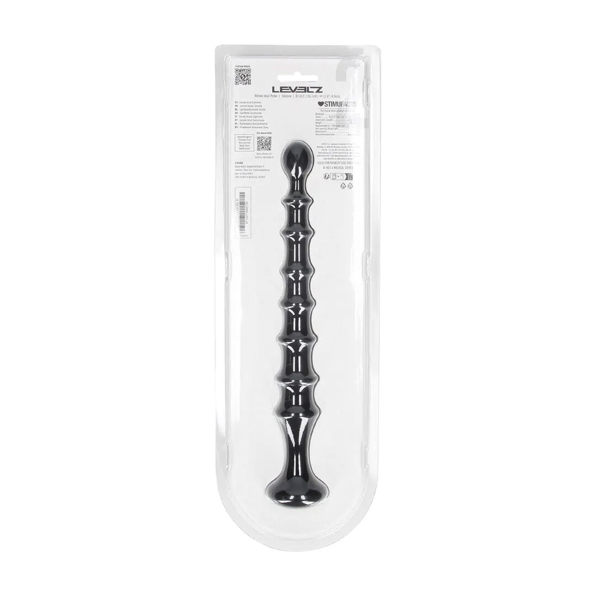Ribbed Silicone Flared Anal Probe - Black
