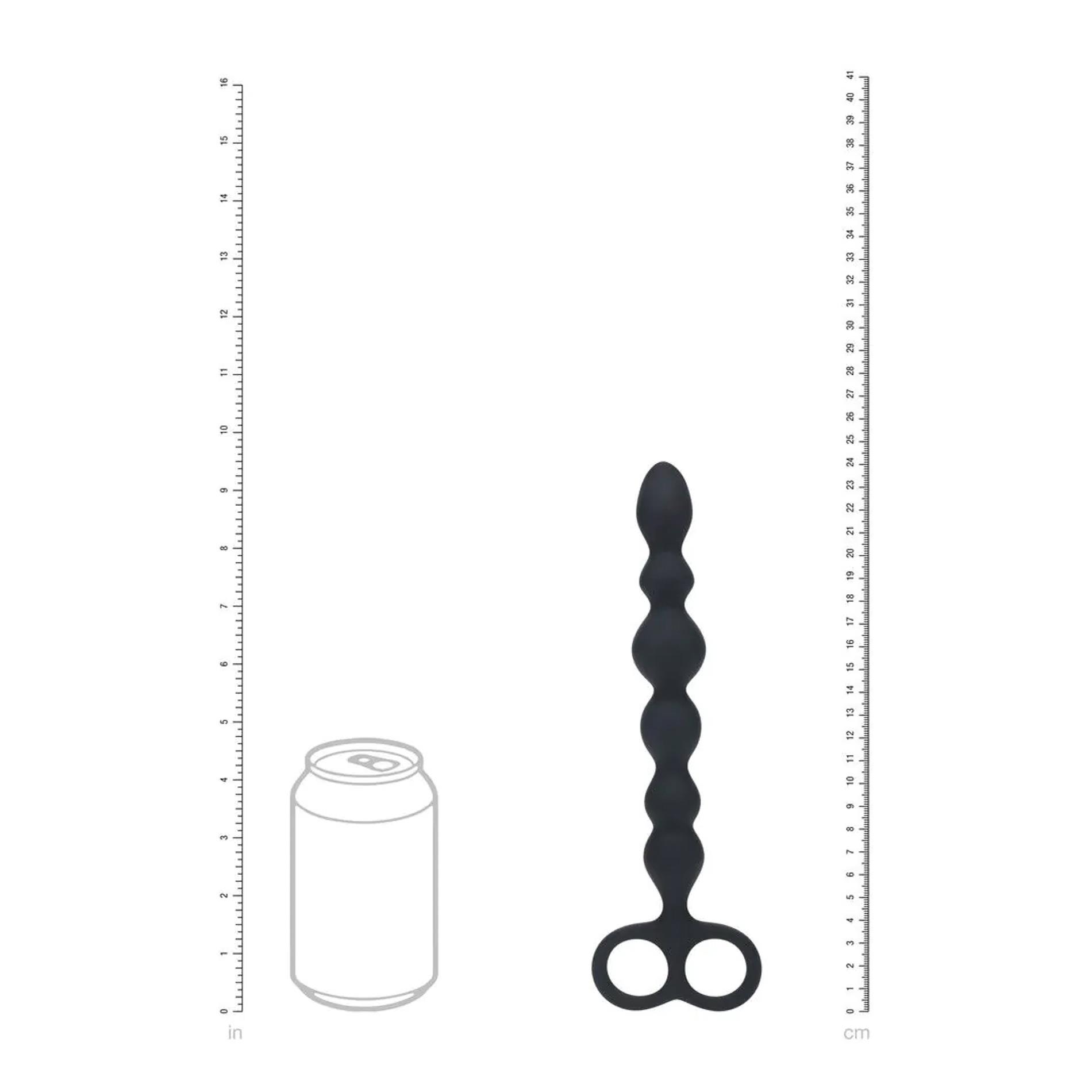Beaded Silicone Anal Probe With Double Loop - Black