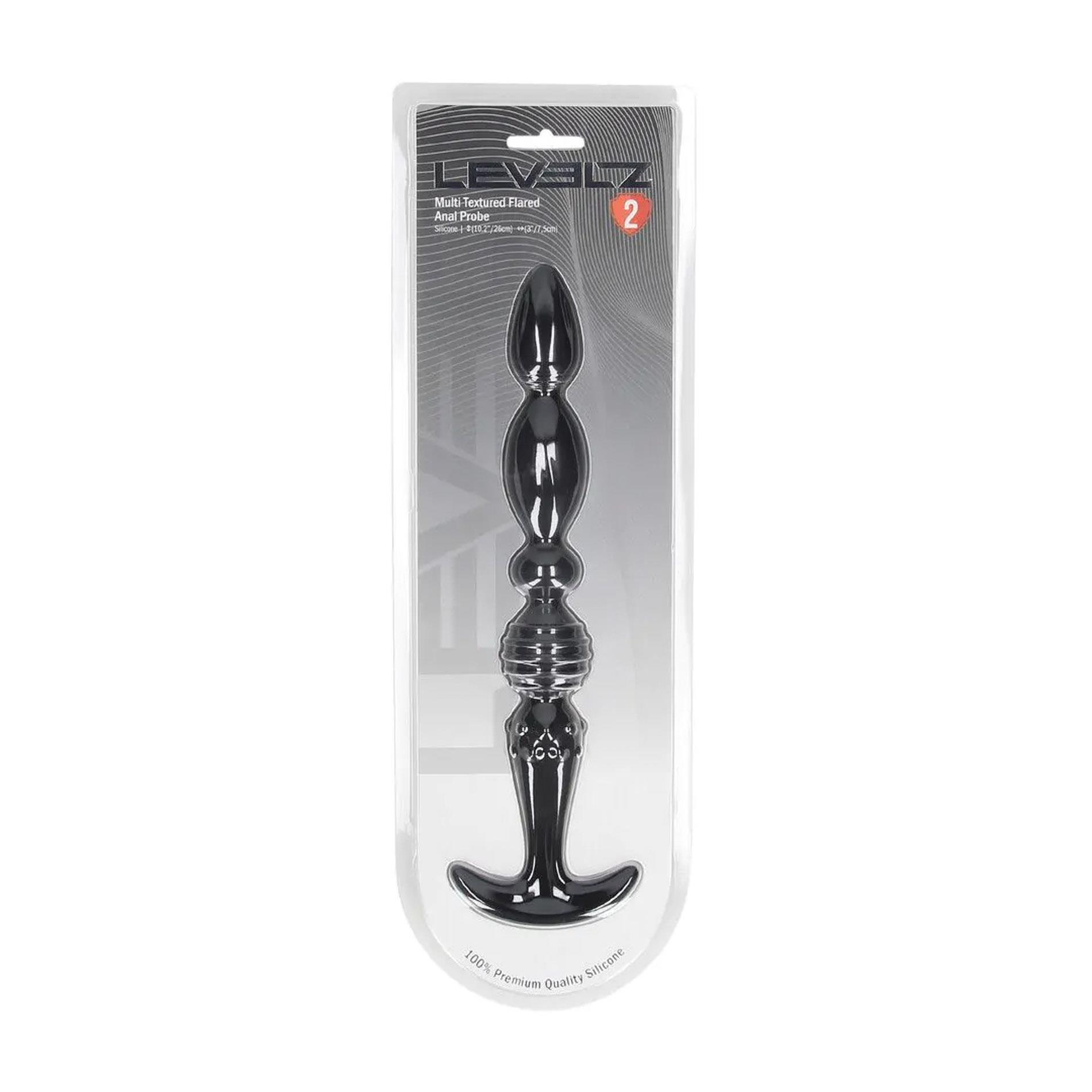 Multi Textured Silicone Flared Anal Probe - Black