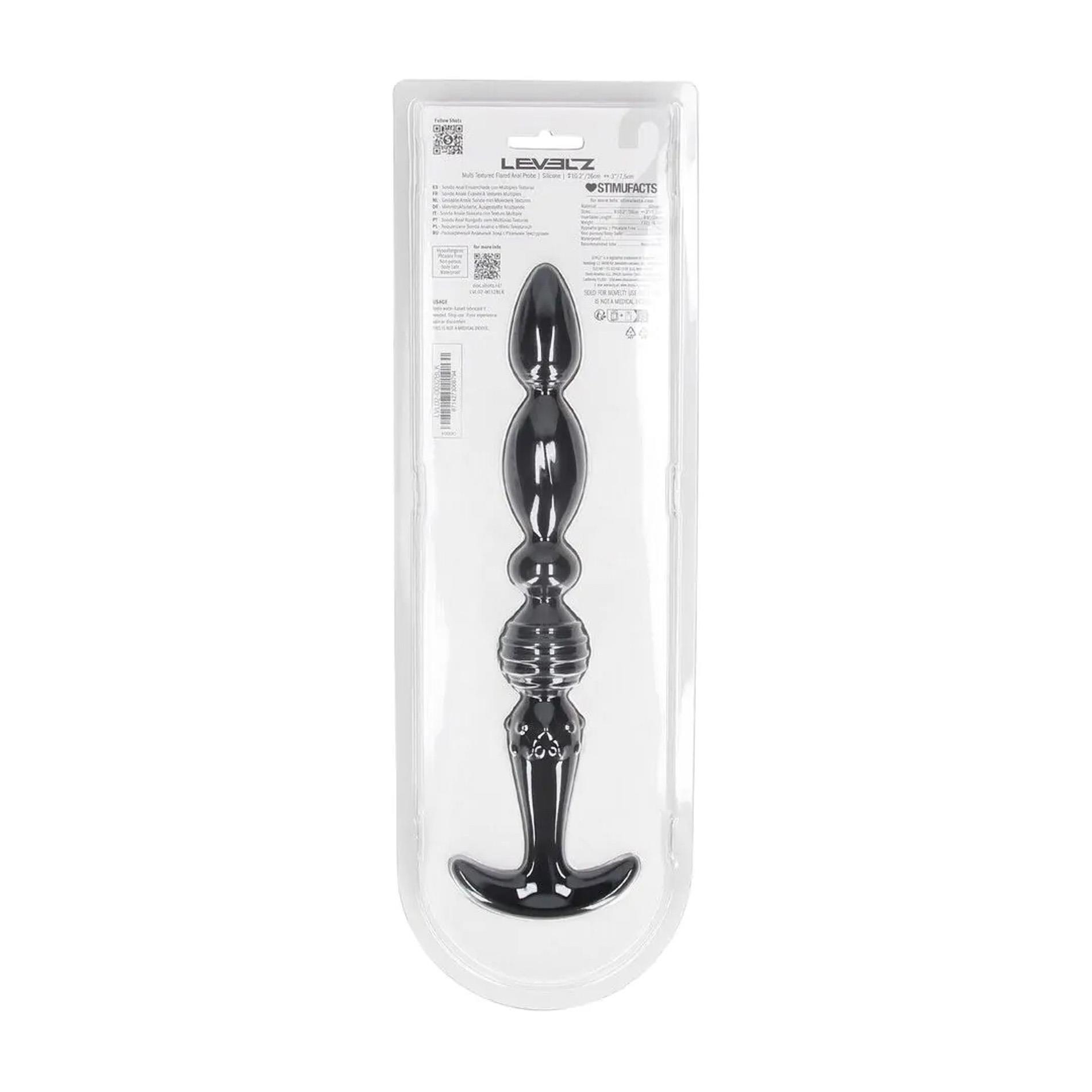 Multi Textured Silicone Flared Anal Probe - Black