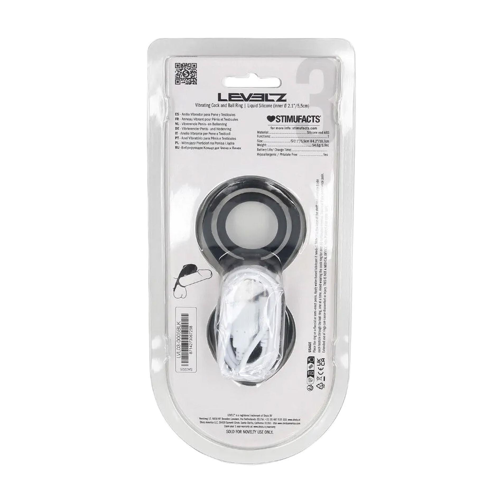 Vibrating Cock And Ball Ring With Winged Stimulator - Black