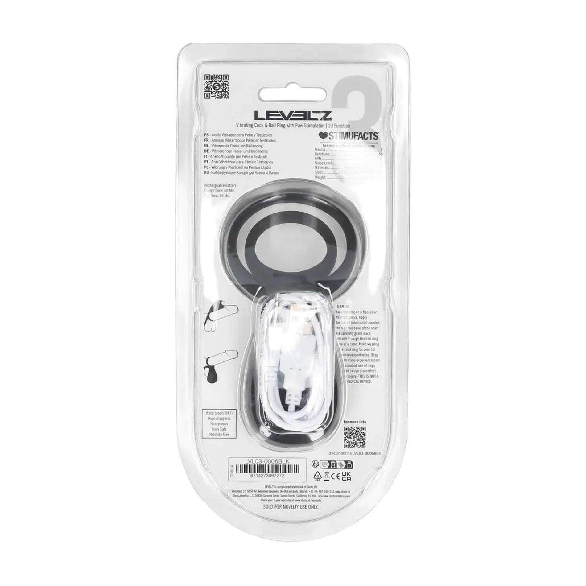 Vibrating Cock And Ball Ring With Paw Stimulator - Black