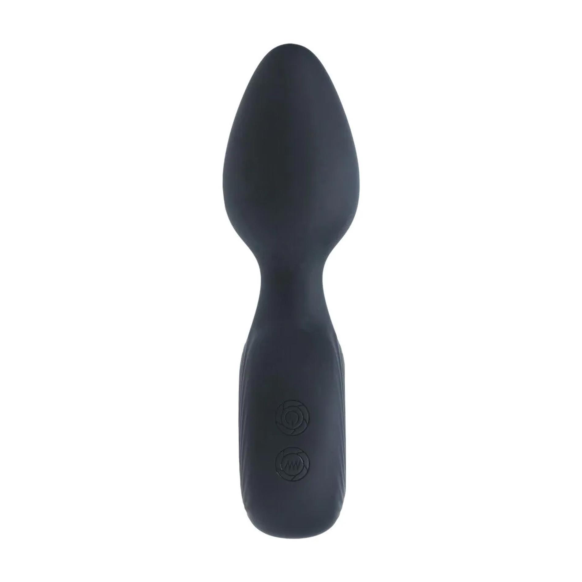 Vibrating Silicone Anal Plug With Loop - Black