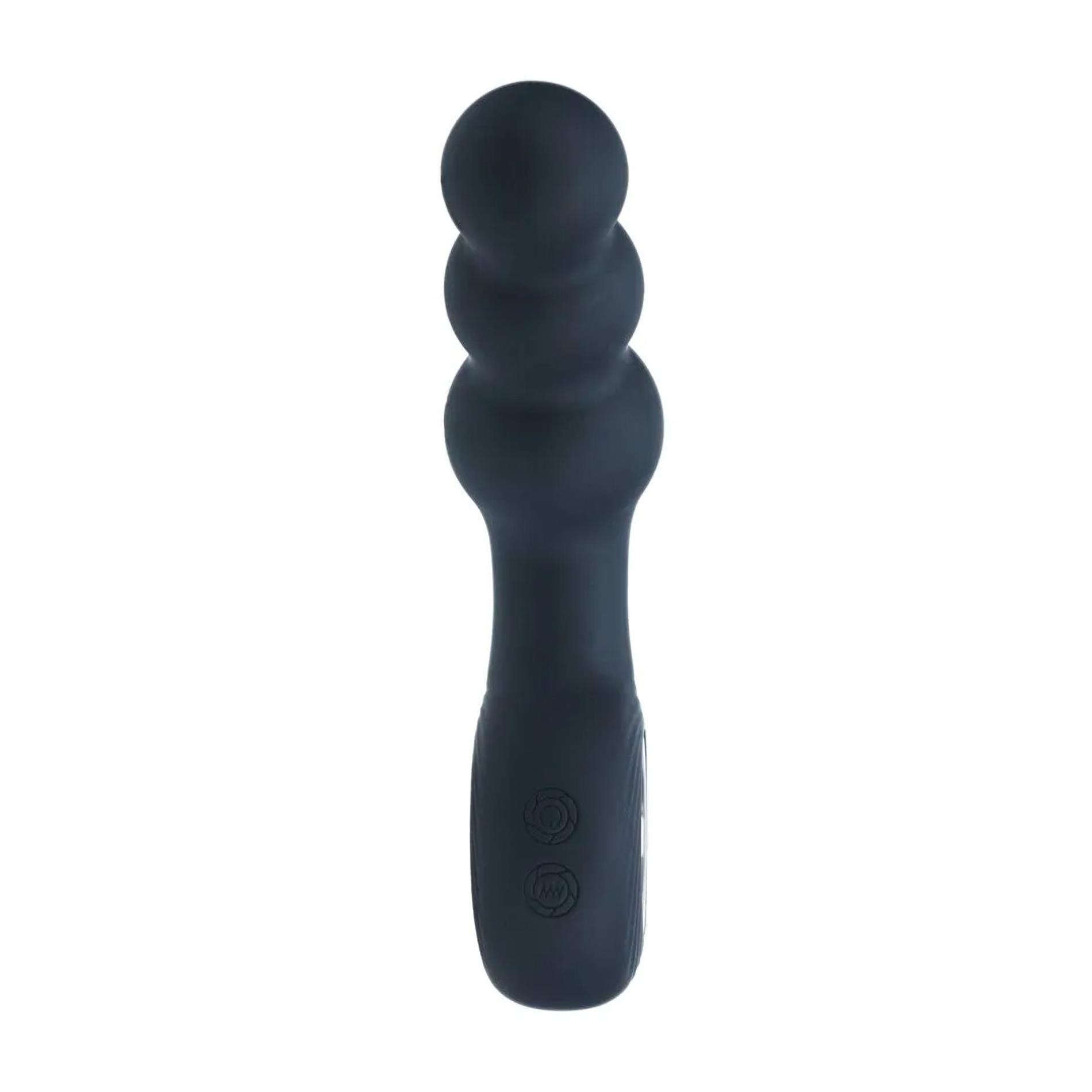Vibrating Beaded Silicone Prostate Massager With Loop - Black