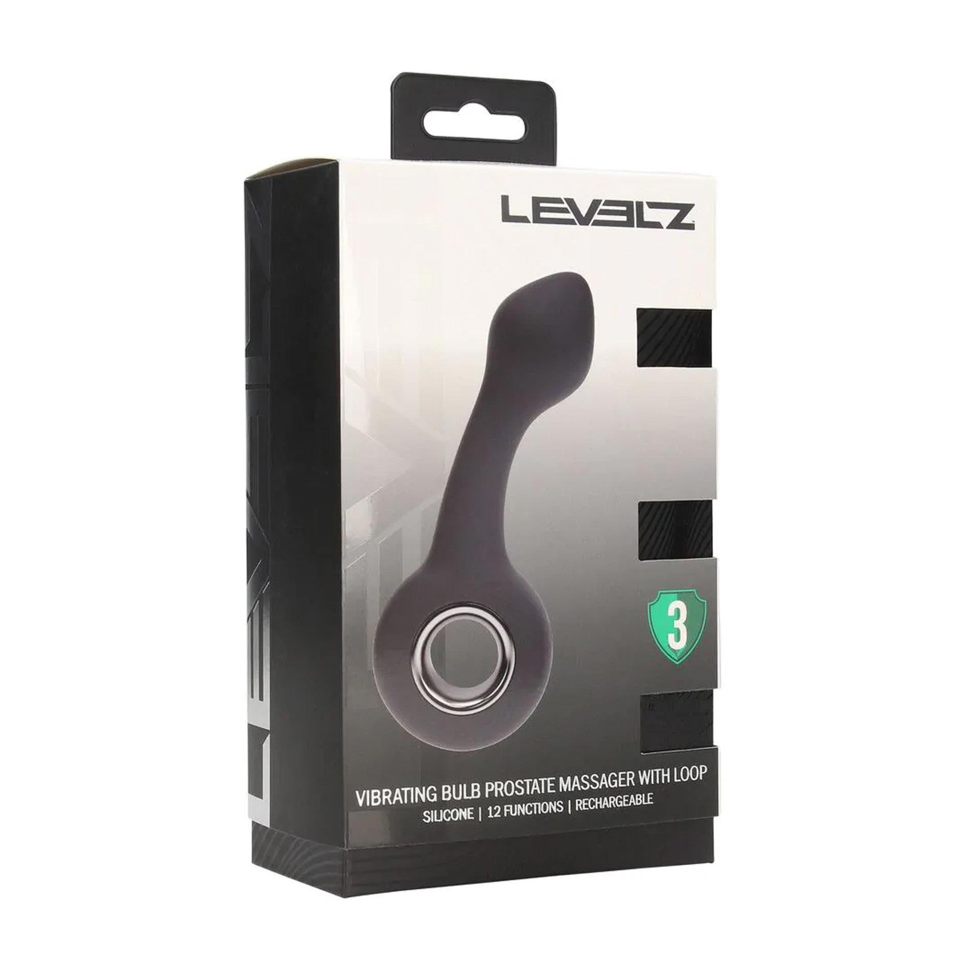 Vibrating Bulb Silicone Prostate Massager With Loop - Black