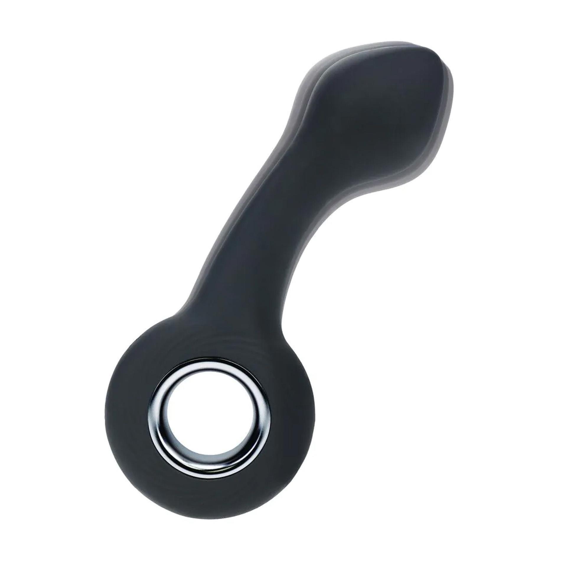Vibrating Bulb Silicone Prostate Massager With Loop - Black