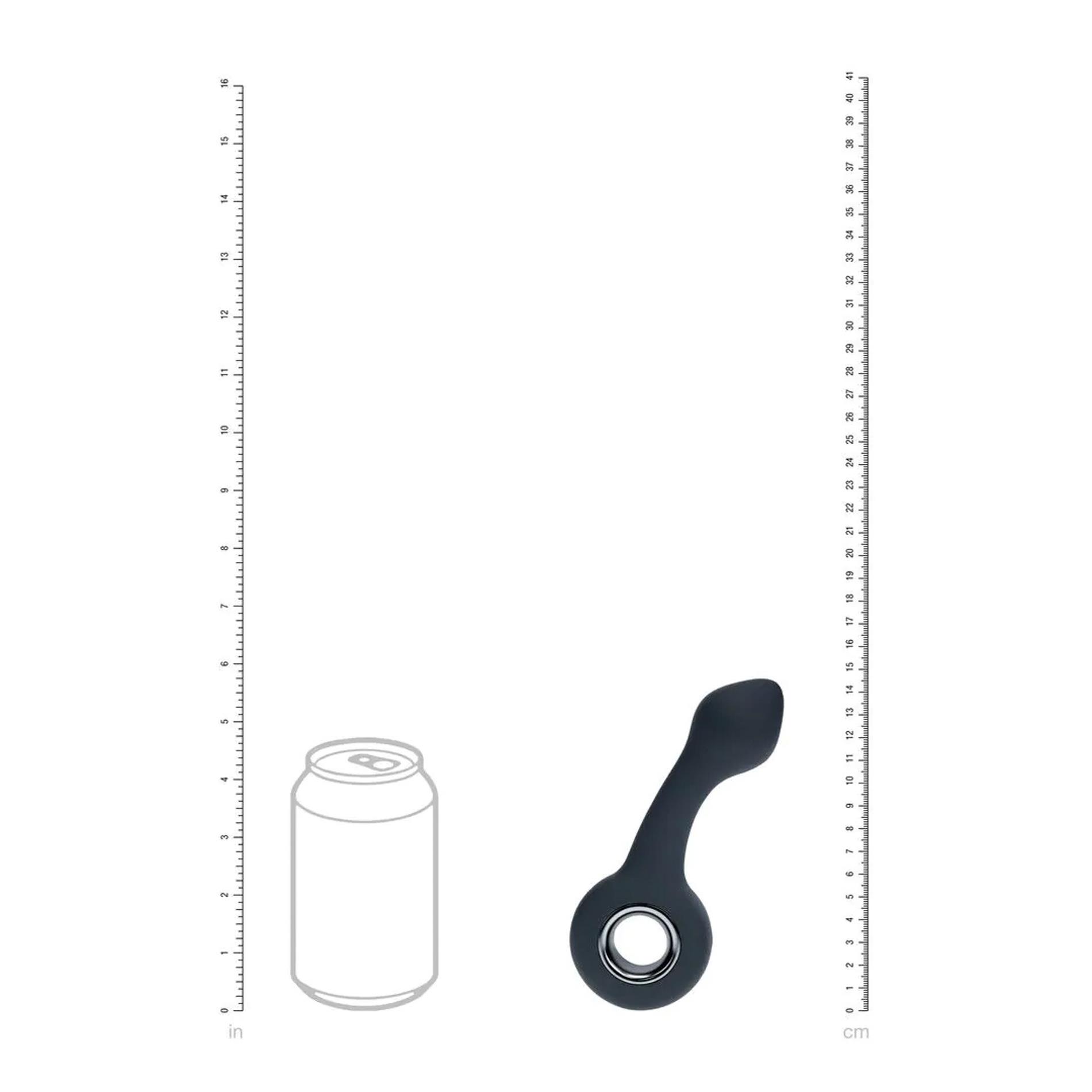 Vibrating Bulb Silicone Prostate Massager With Loop - Black