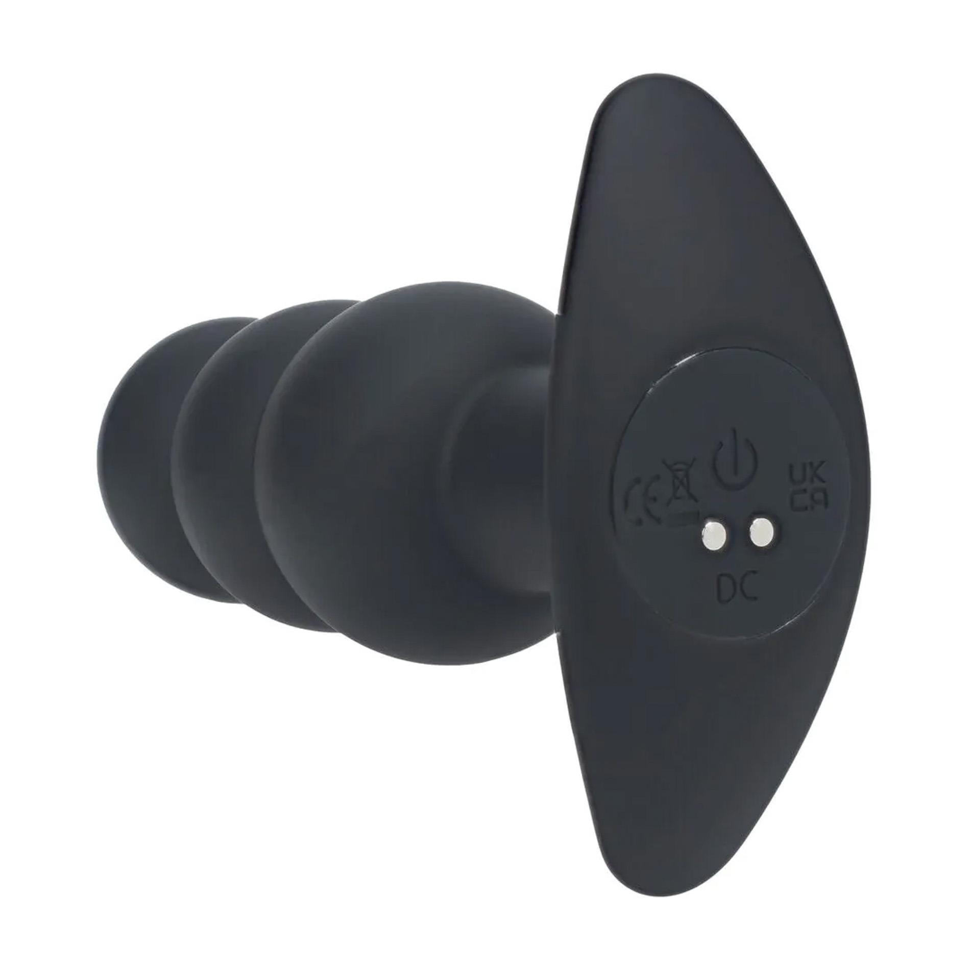 Tri Bulb Vibrating Silicone Anal Plug - Black