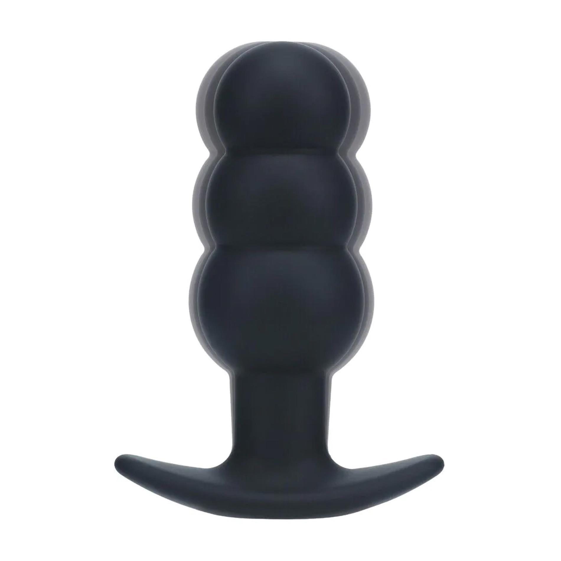 Tri Bulb Vibrating Silicone Anal Plug - Black