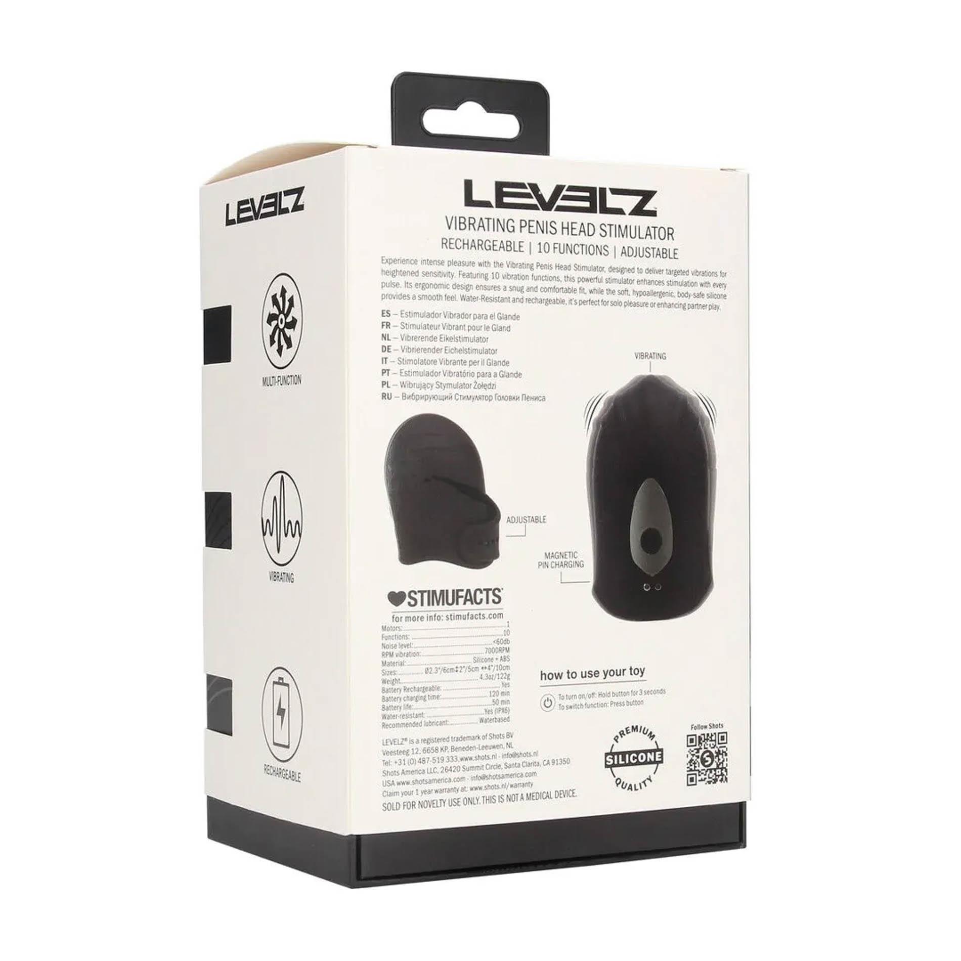 Adjustable Vibrating Silicone Penis Head Stimulator - Black