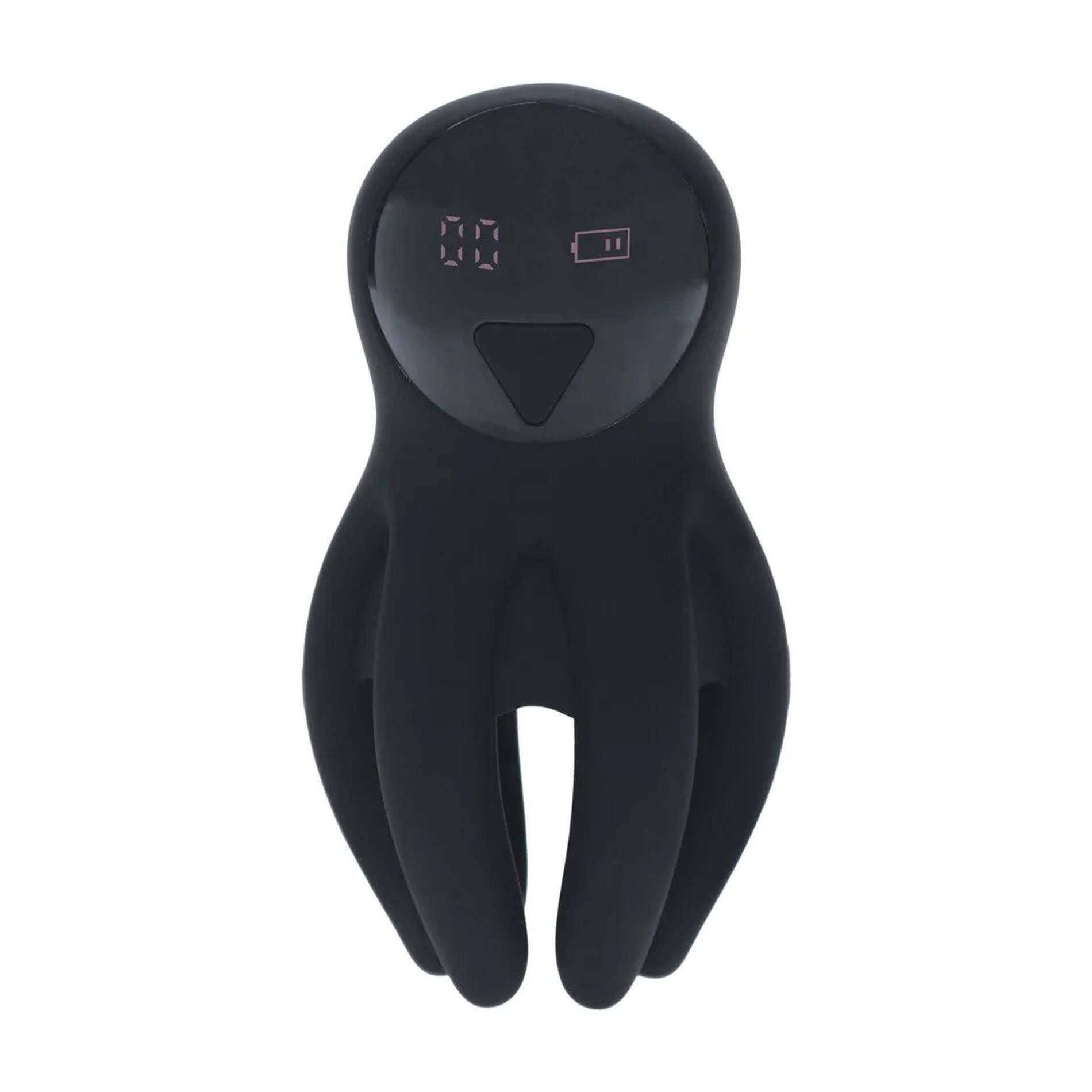Digital Vibrating Silicone Penis Head Stimulator With Tentacles - Black