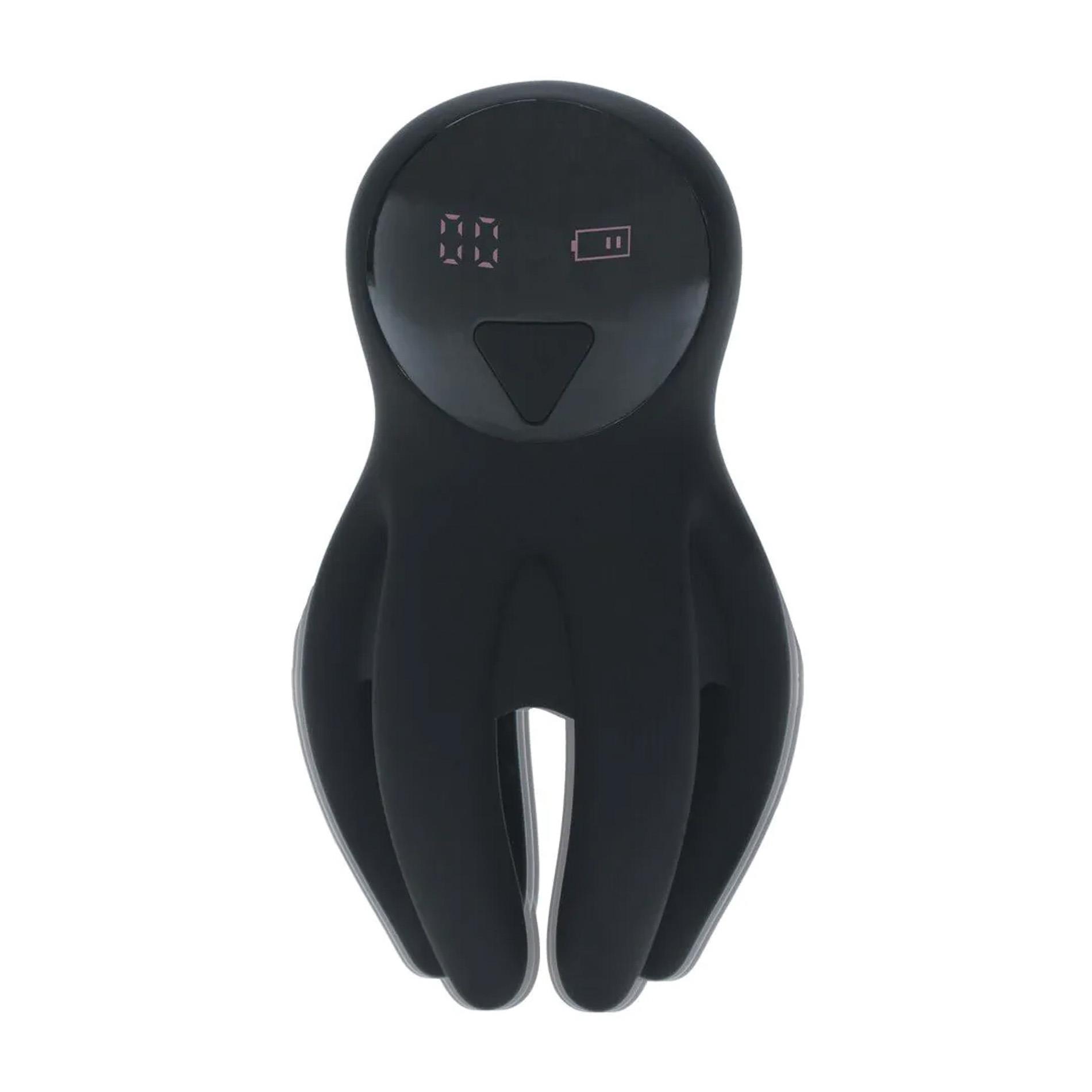 Digital Vibrating Silicone Penis Head Stimulator With Tentacles - Black
