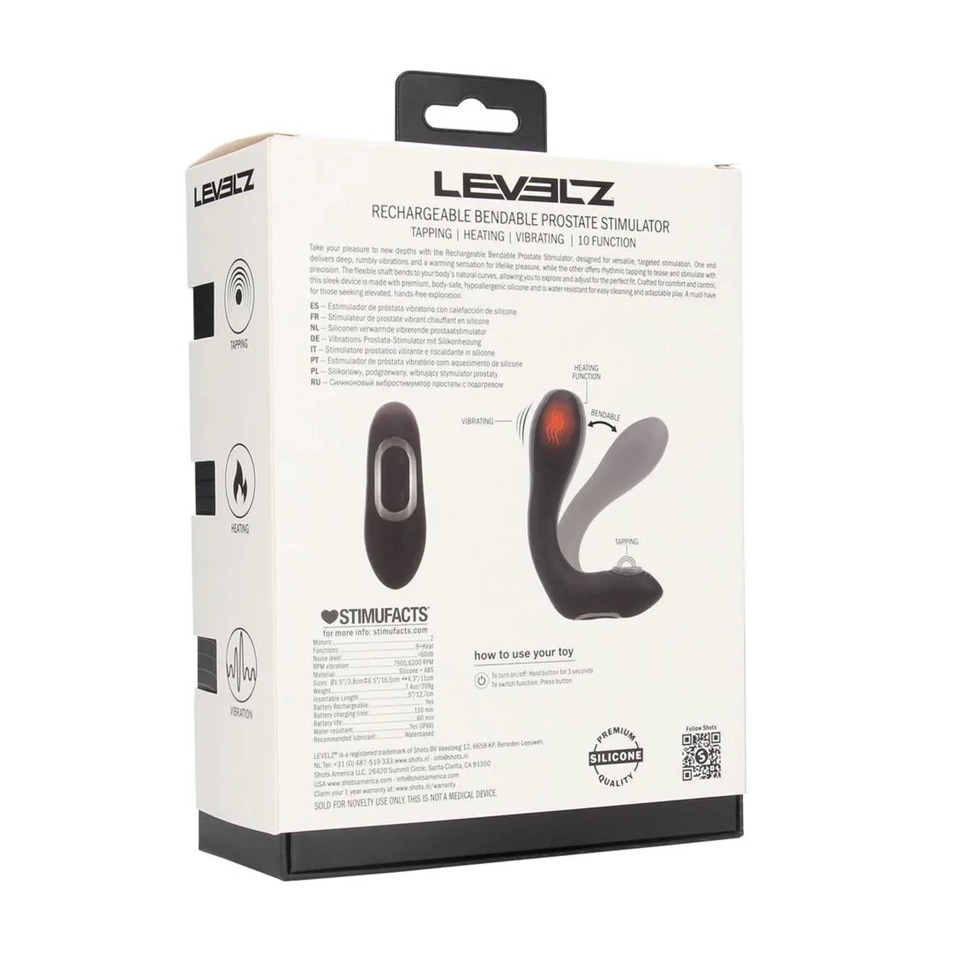 Vibrating Heating Bendable Tapping Silicone Prostate Stimulator - Black